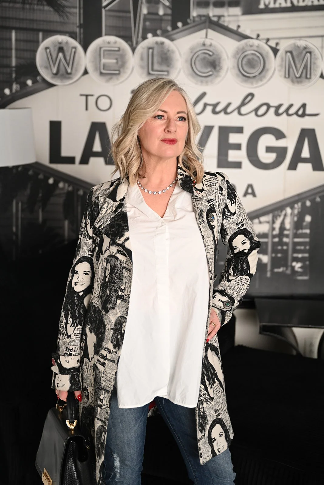 Rachel Milford standing with Las Vegas sign in background