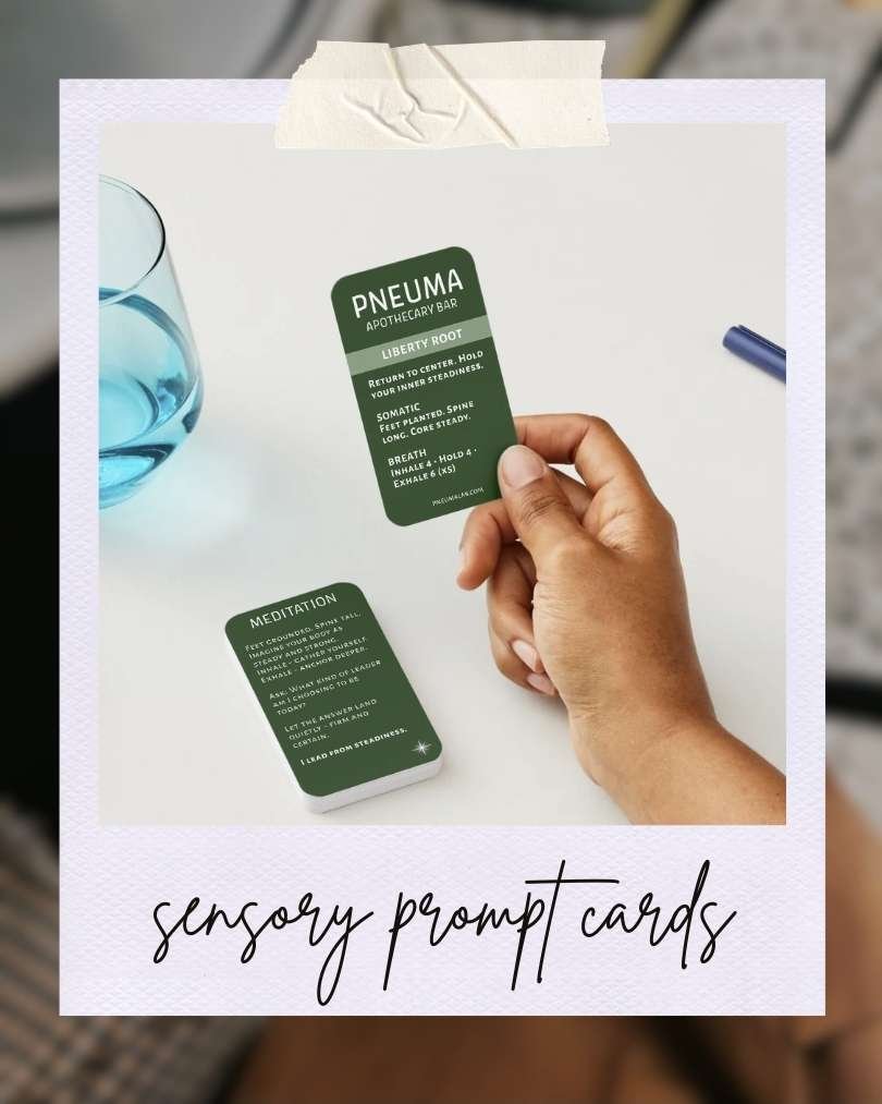 pneuma prompt cards at the apothecary bar