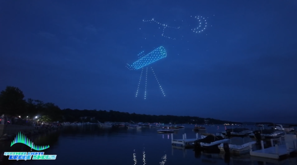 An image from our Lake Geneva drone show encapsulating the idea of "star gazing."