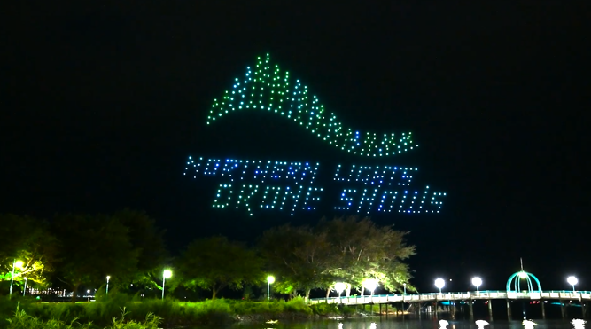 An image from a Northern Lights Drone Shows showcasing the brand logo.