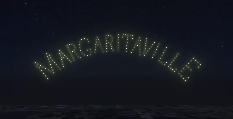 An image from an NLDS drone show that was created for a Jimmy Buffet's Margaritaville location.