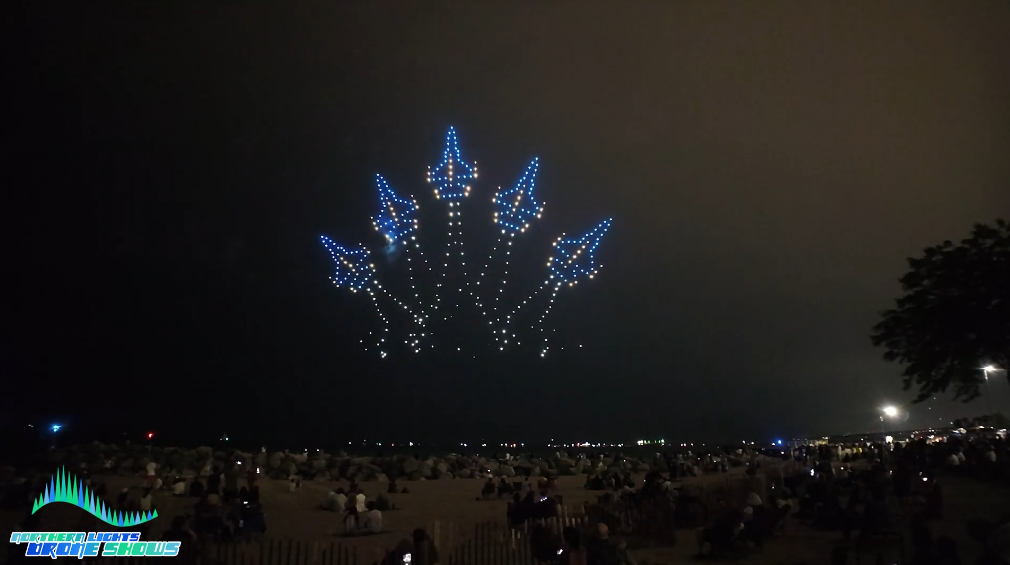 An image from an NLDS drone show depicting the Blue Angels flying in sync. Can't do that with fireworks!