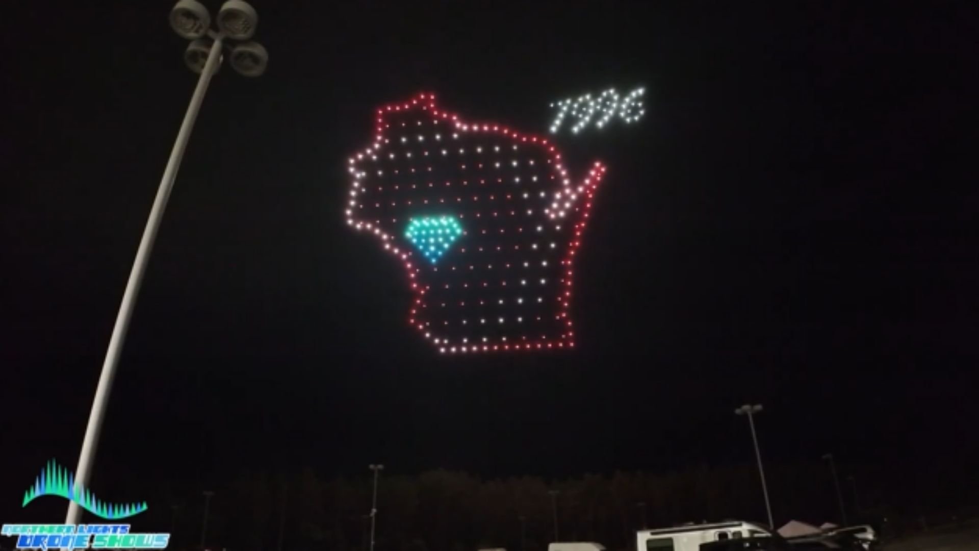 An image from an NLDS showing a casino-themed show, in this case, a map of Wisconsin.