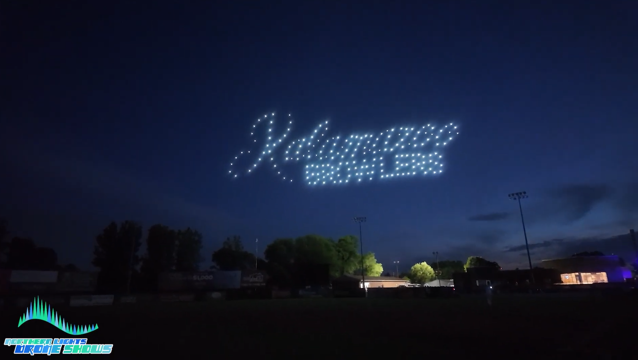 A drone show depicting the brand of a sports team.