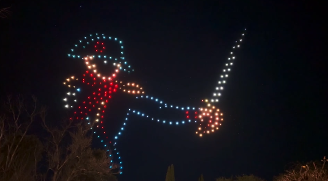 An image from an NLDS drone show depicting a French soldier.