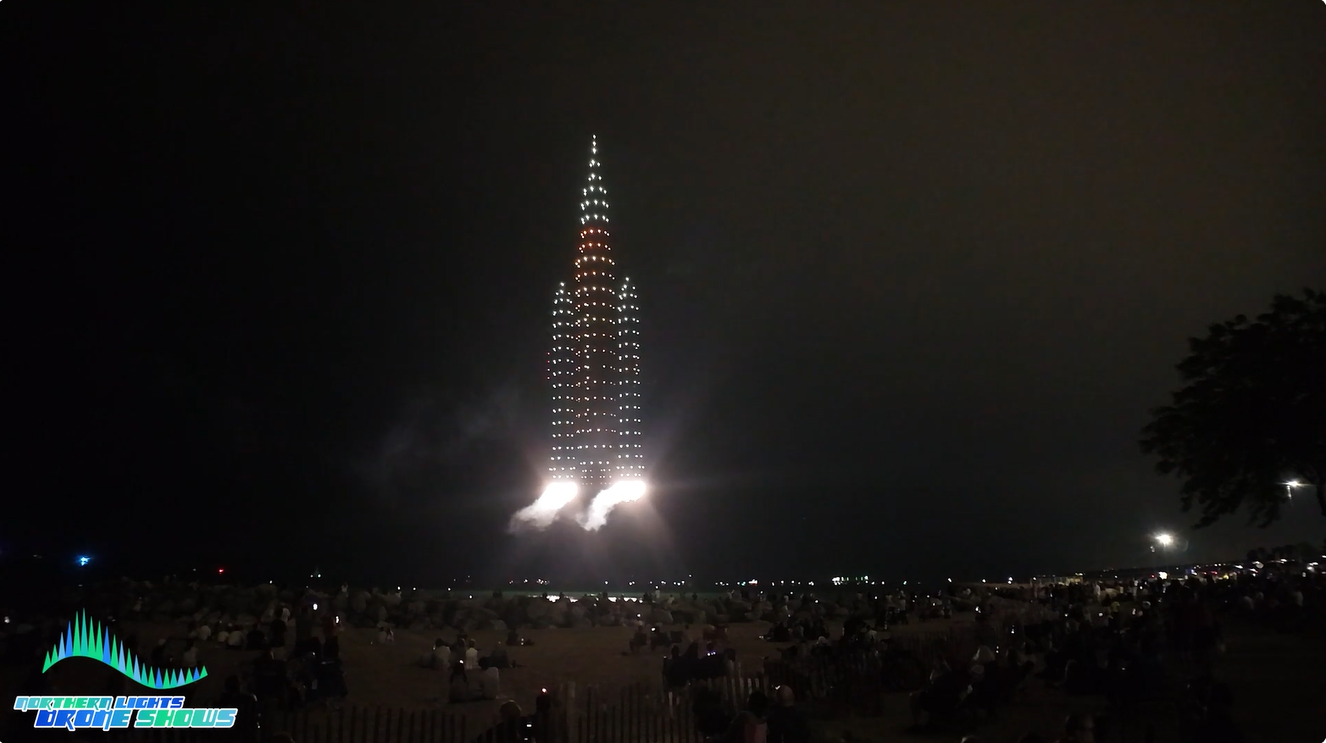 An NLDS drone show depicting the Artemis rocket actually blasting off.