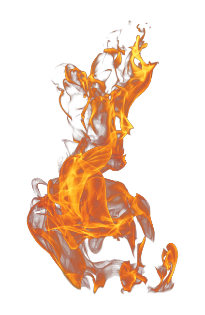 A vertical flame with orange and yellow colors against a white background.