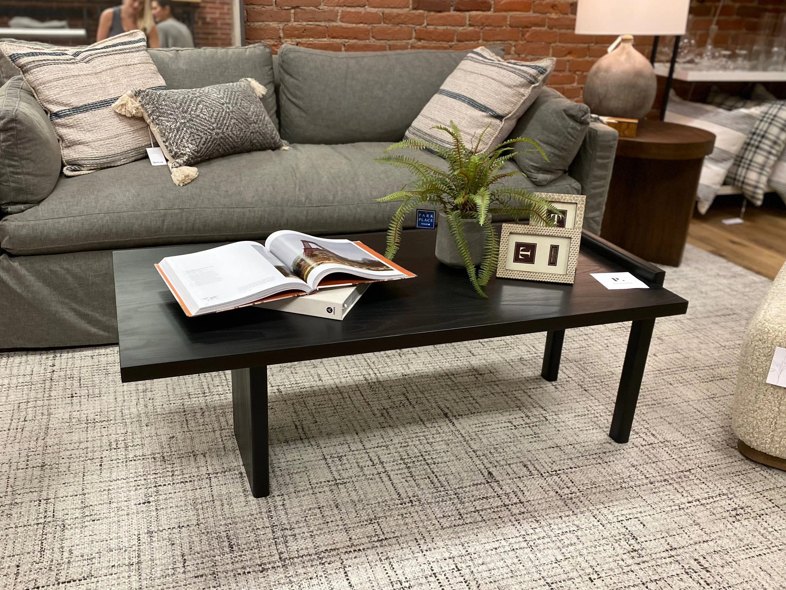 Custom coffee table made from white ash and dyed black.
