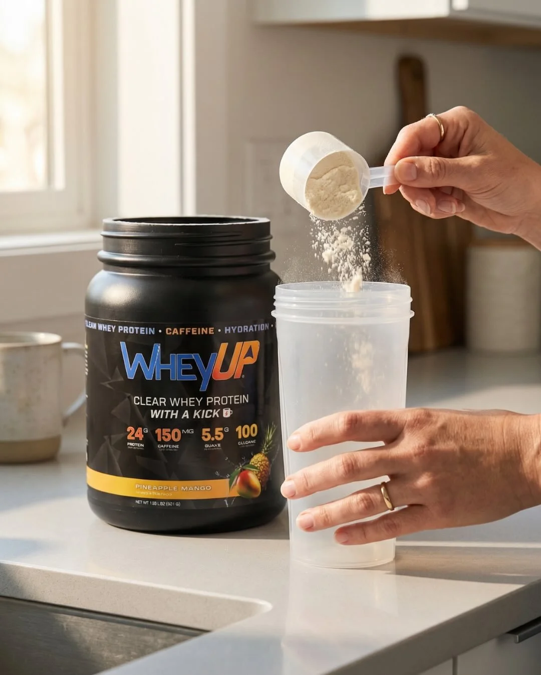 Heavy shakes?
Not anymore.

24g protein.
150mg caffeine.
Zero heaviness.

I mix it. I sip it. I go live my life.

No bloating. No crash.
Just light, refreshing protein that actually keeps up.

Use code WHEYUP50 for 50% off and feel the difference.

#