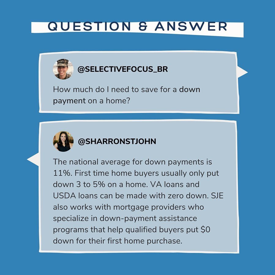 We help buyers with ALL down payment sizes. Visit our blog for tips on how to buy a home with LOW and NO money down payments! ✅✅✅