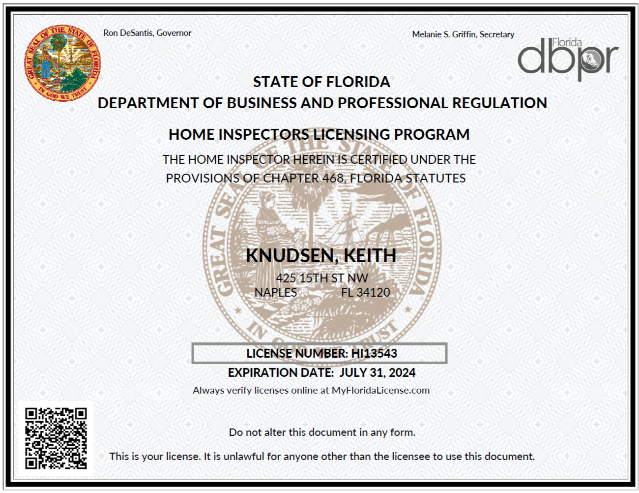 Wisconsin Inspector License Valiance Home Services