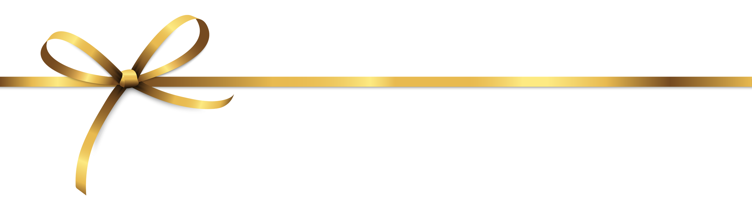 A decorative gray rectangle with a gold ribbon and bow at the top left corner.