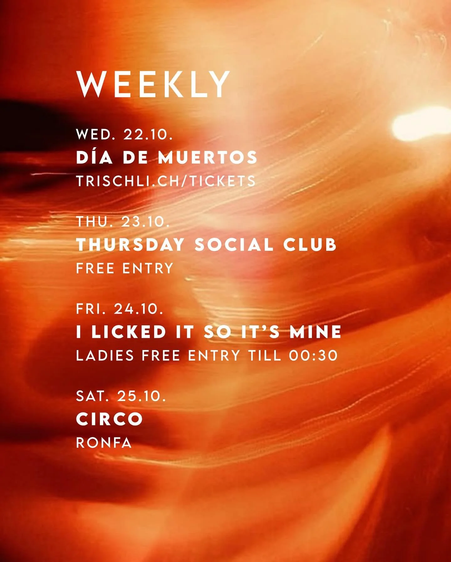 New week. Same homebase.
trischli.ch/tickets
#trischli #weekendplans #nightlife