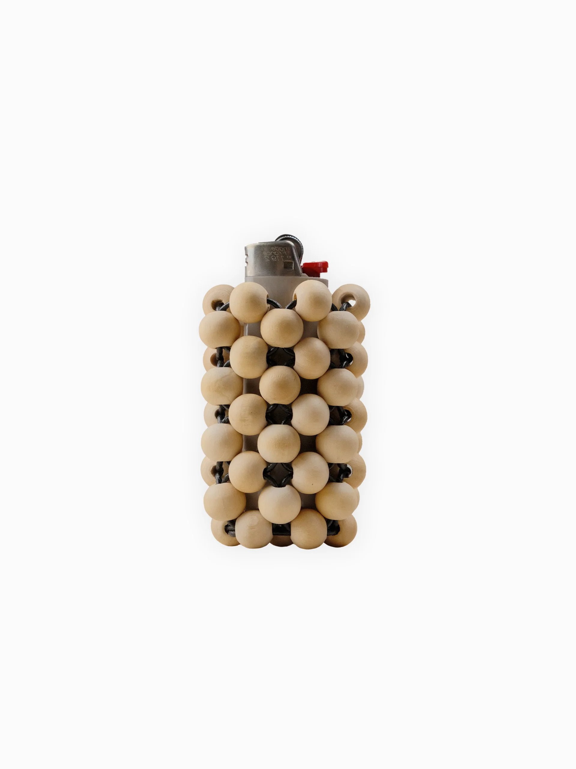 Beaded Lighter Case in Natural Wood