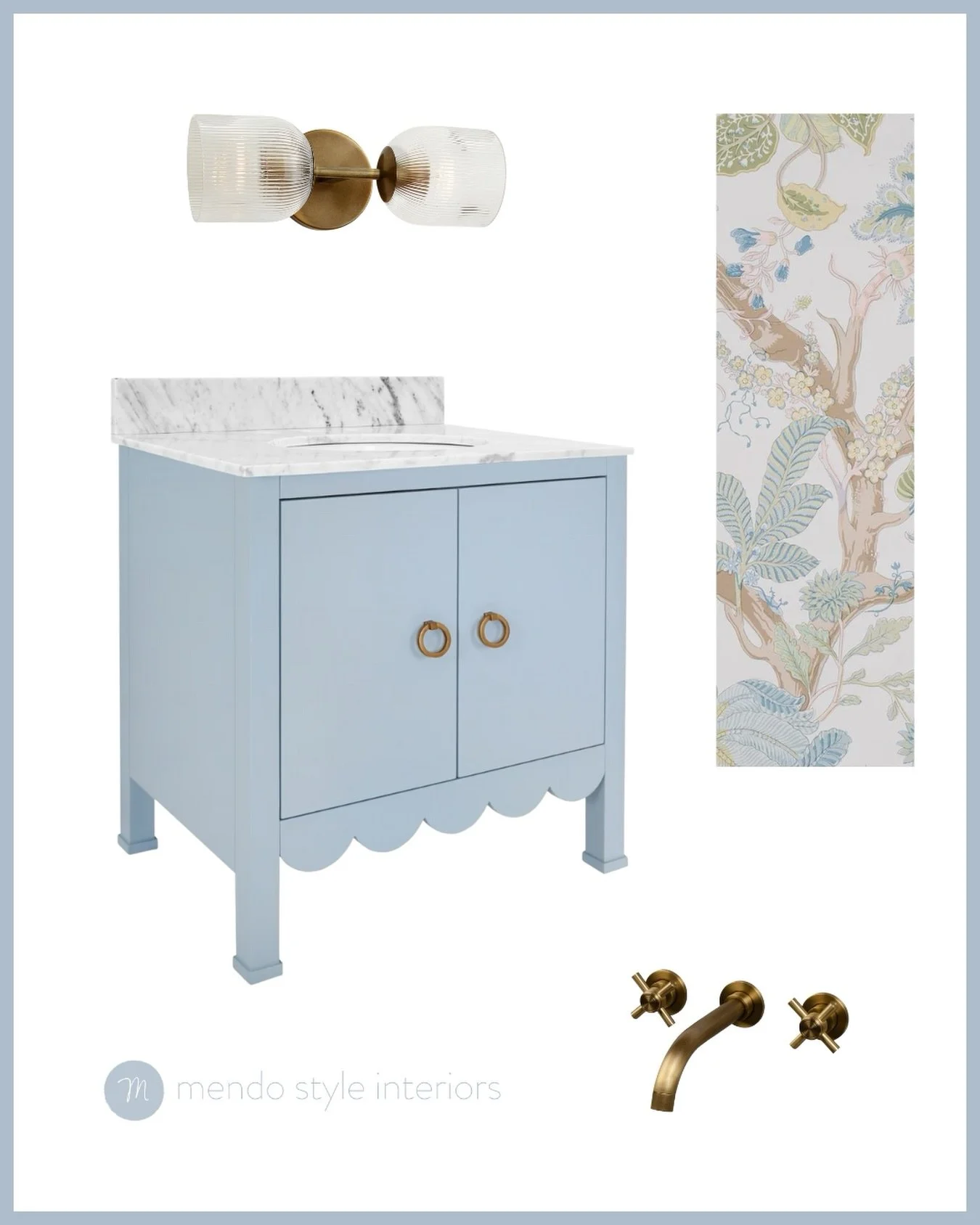 Today&rsquo;s #moodboardmonday showcases details that elevate a space from nice to unforgettable.

Warm brass against cool blue, botanical prints that bring the outside in, scalloped edges that add just enough personality.

Ready to create a space th