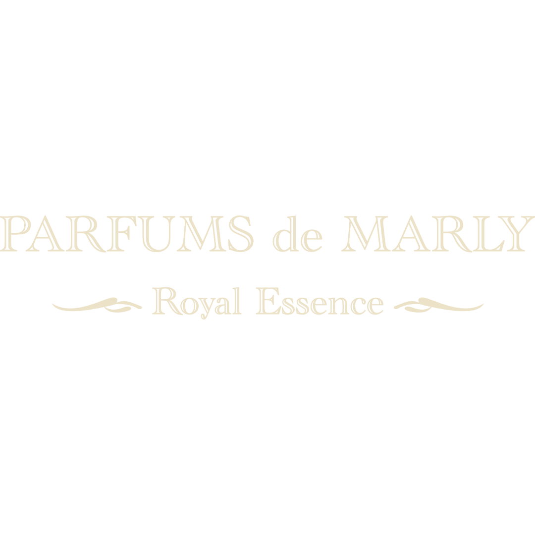 Logo for Parfums de Marly: Royal Essence, with decorative flourishes