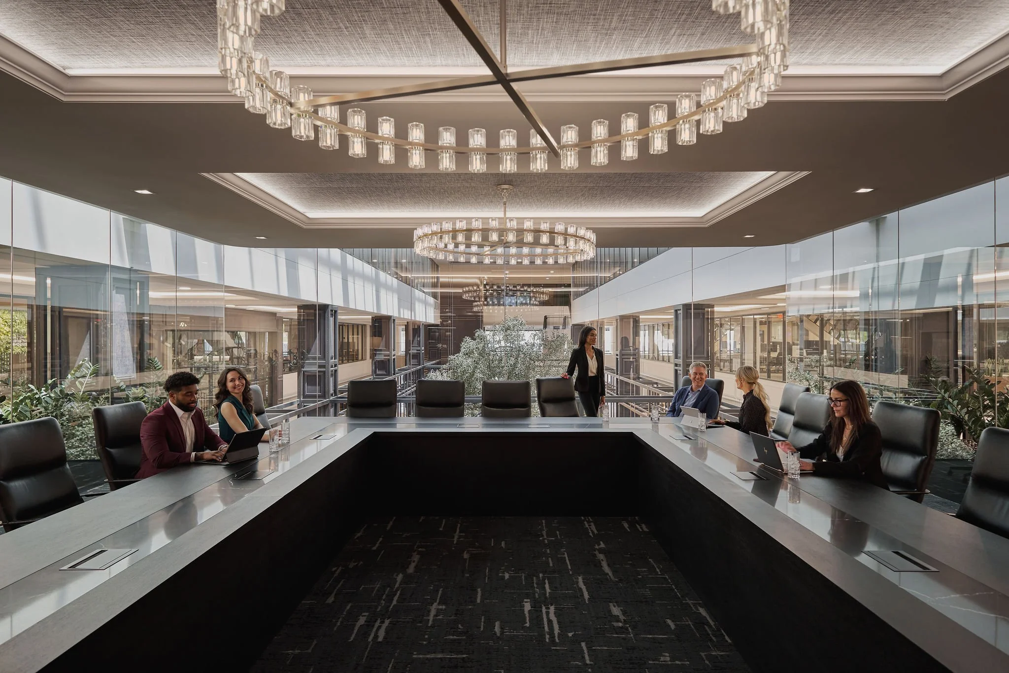 a large office meeting room with models to show use for commercial client 