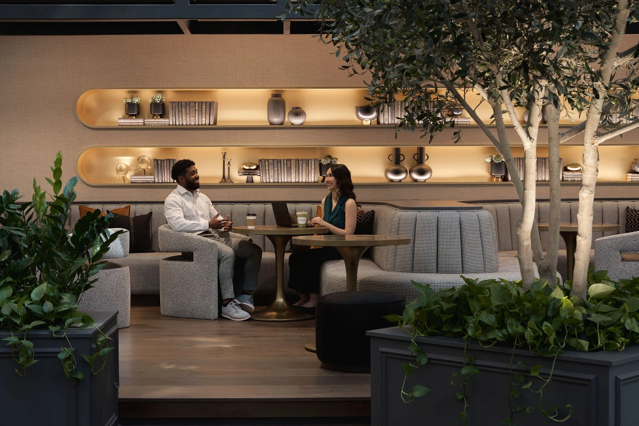 models showing the interior design of the commercial office building 