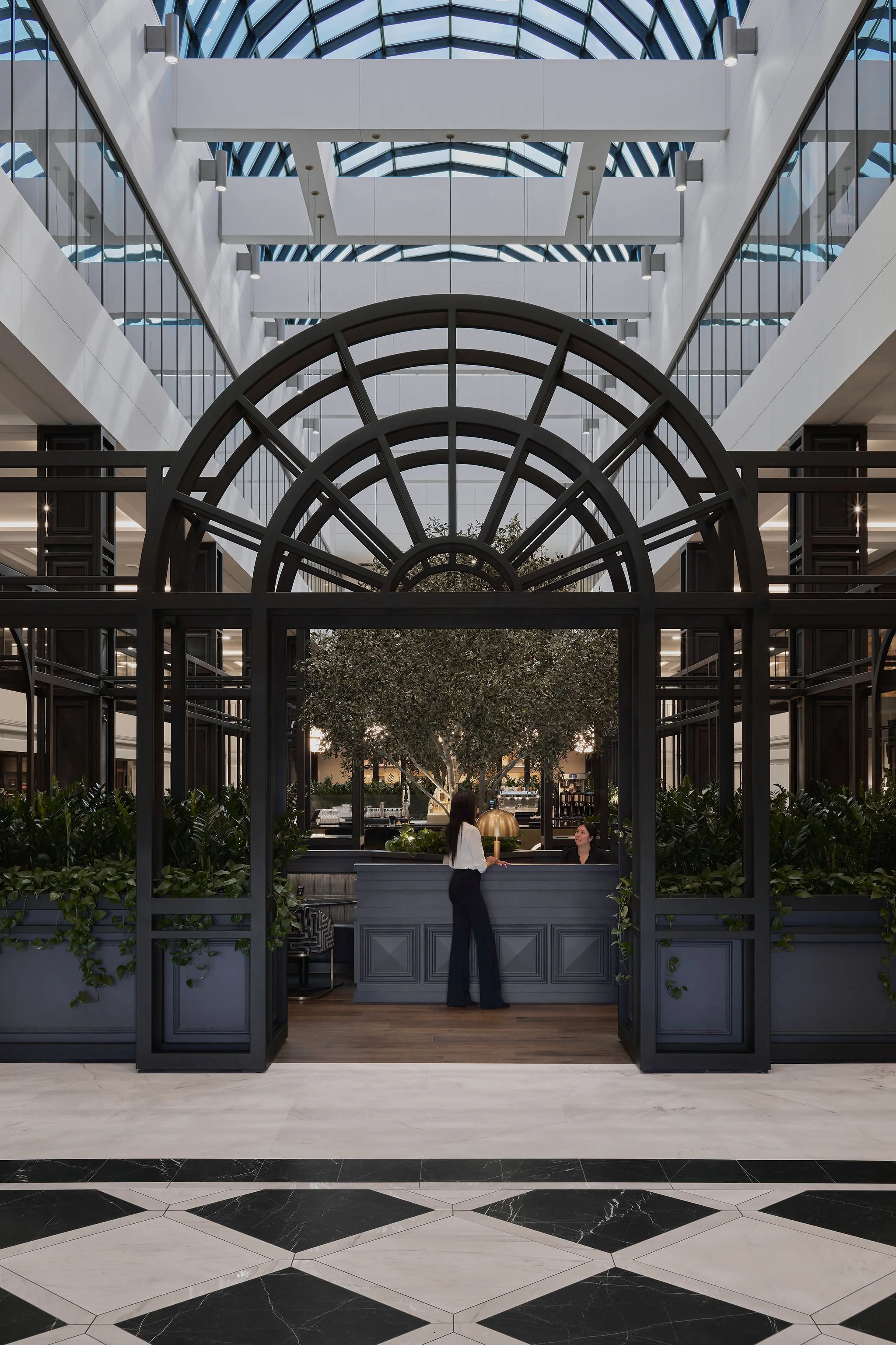 entrance into main lobby of a luxury commercial office building 