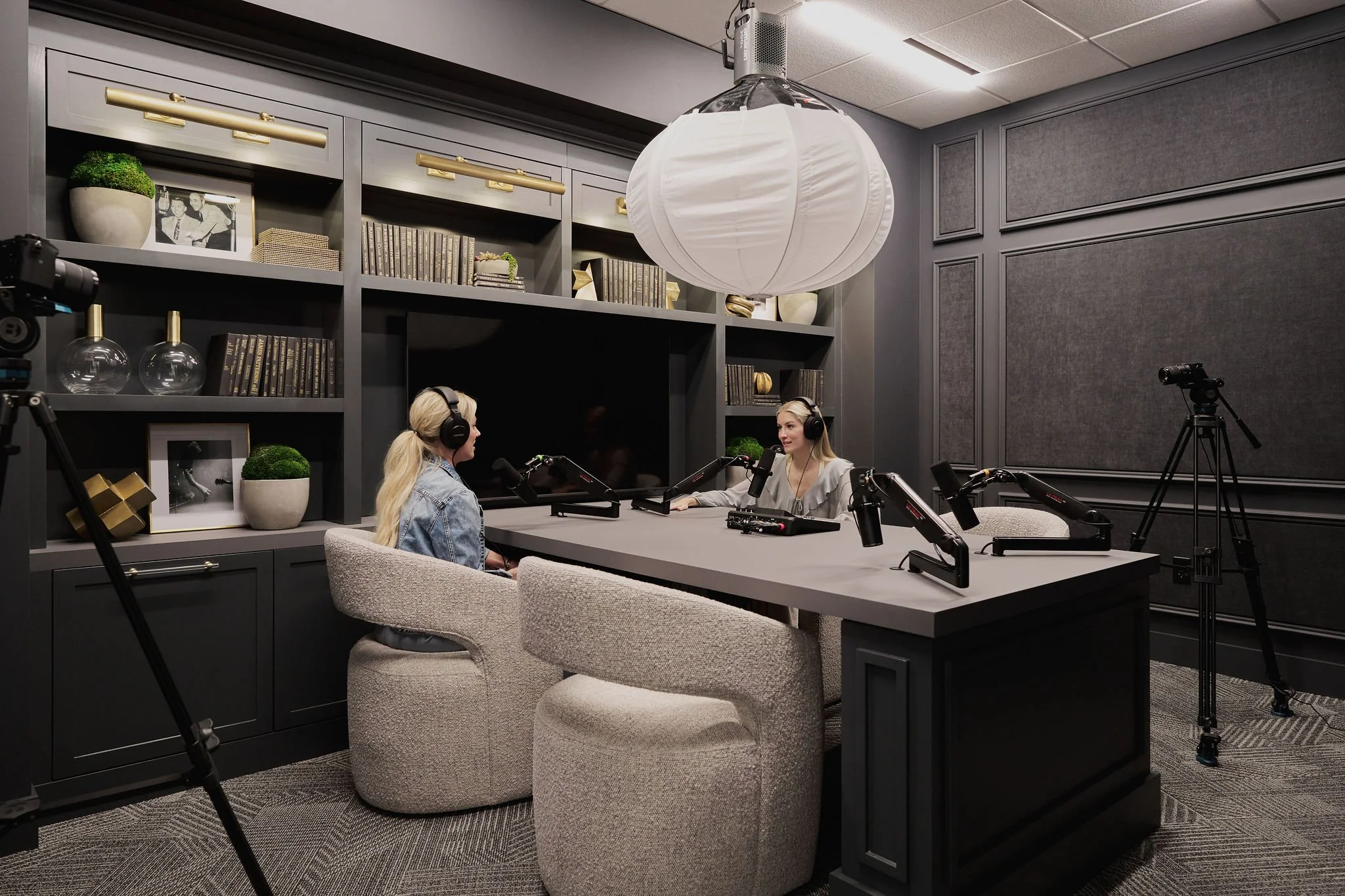 a podcast room in a commercial office building 