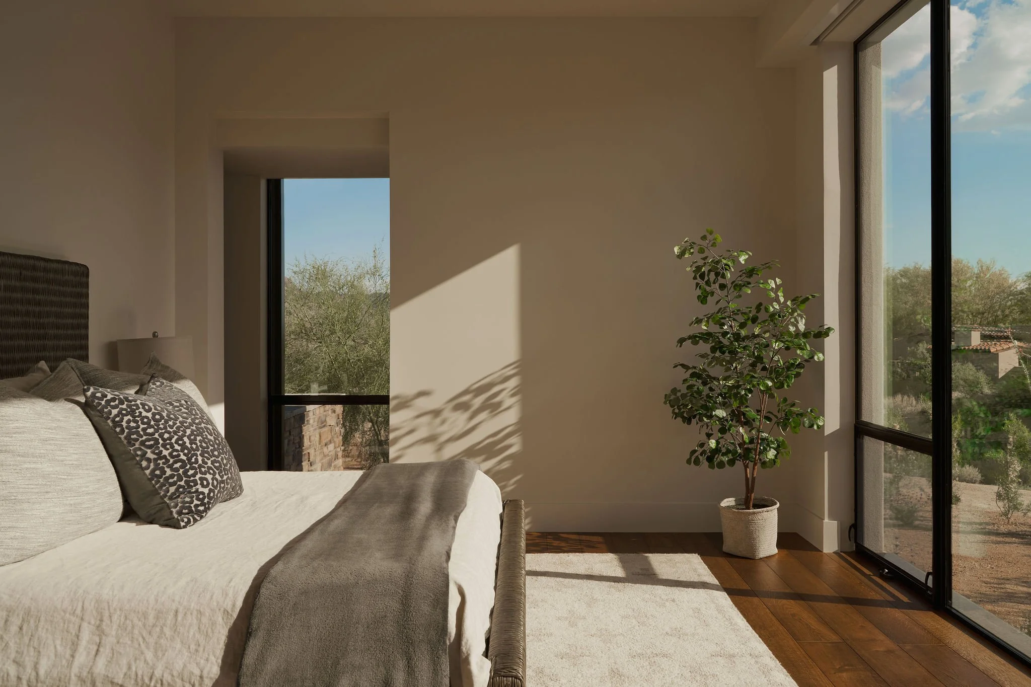 golden light in south west home for interior designer