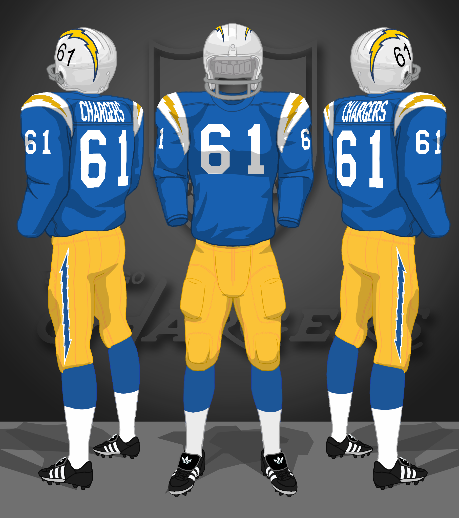 1967, blue jerseys, yellow pants