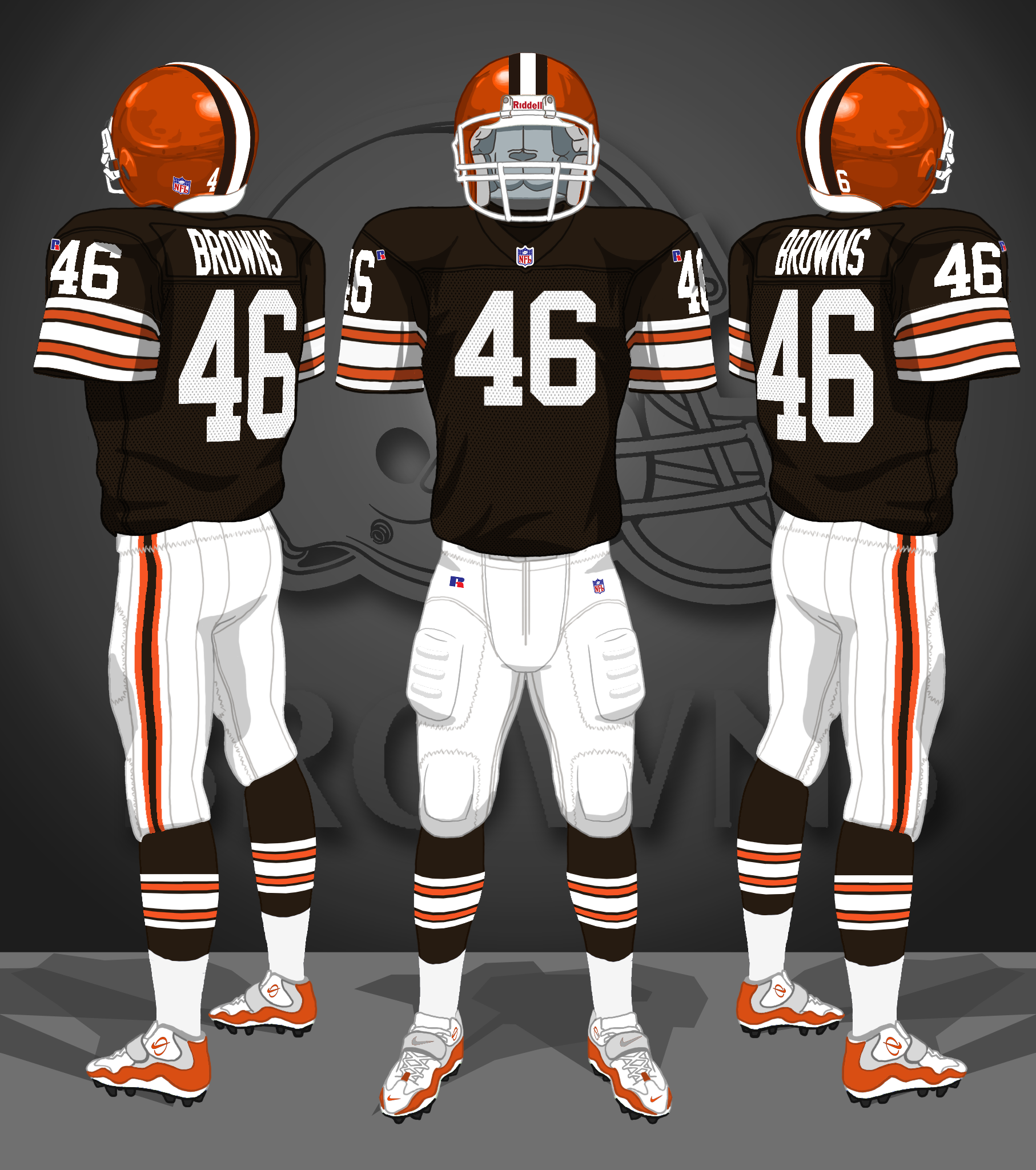 1985-1995 brown jerseys, white pants