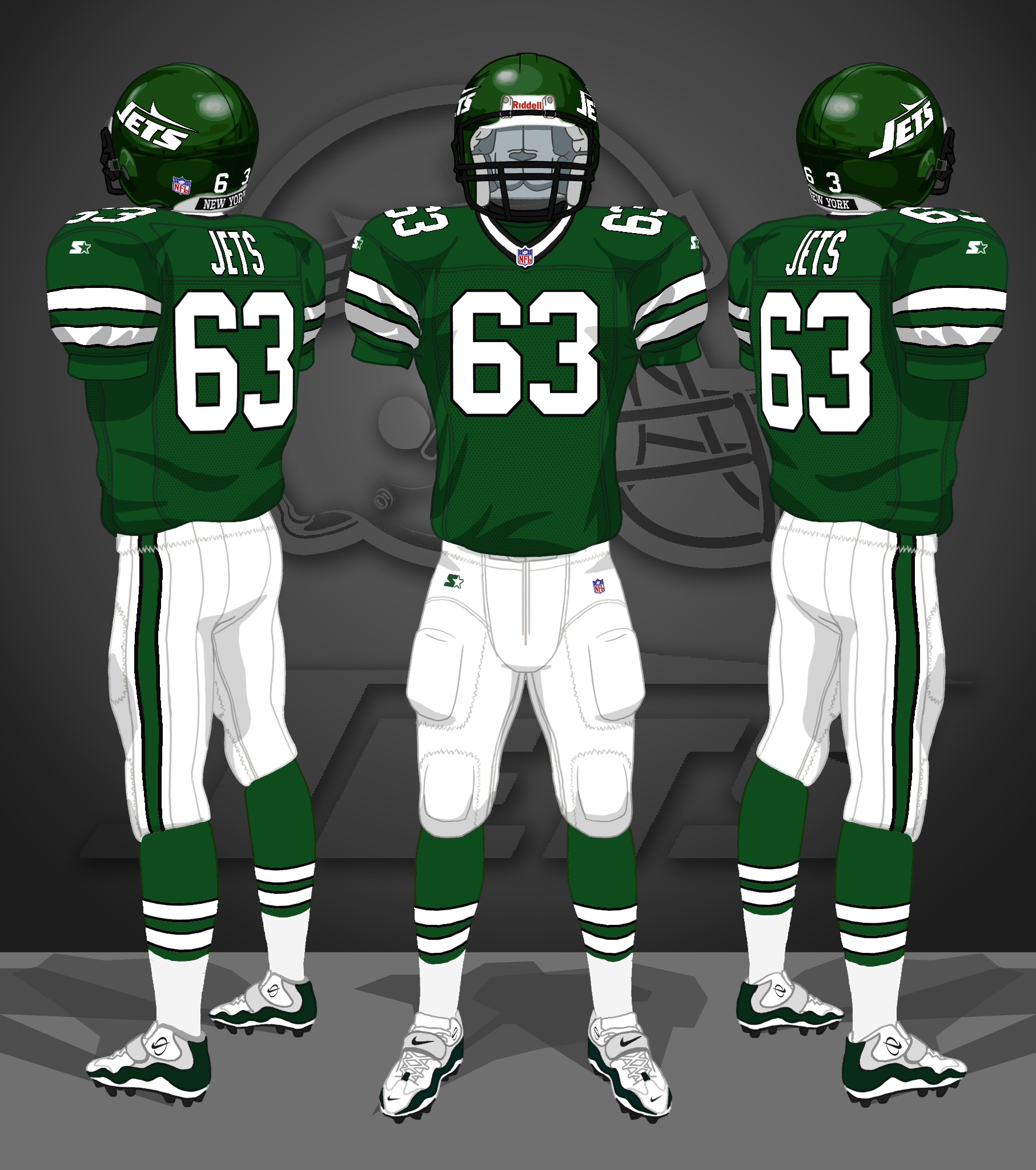 1990-1997 green jerseys, white pants