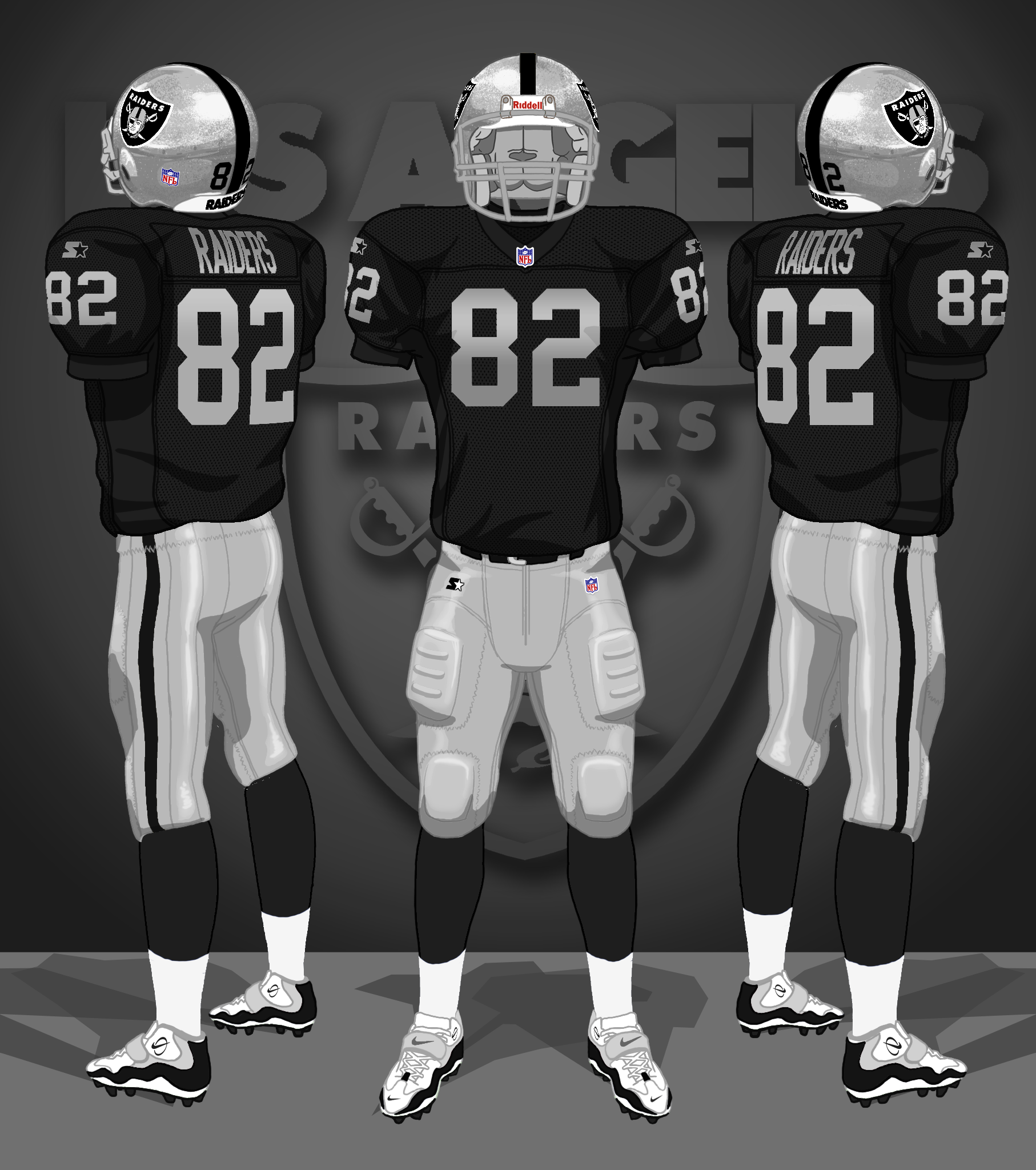 1982-1994 black jerseys, silver pants