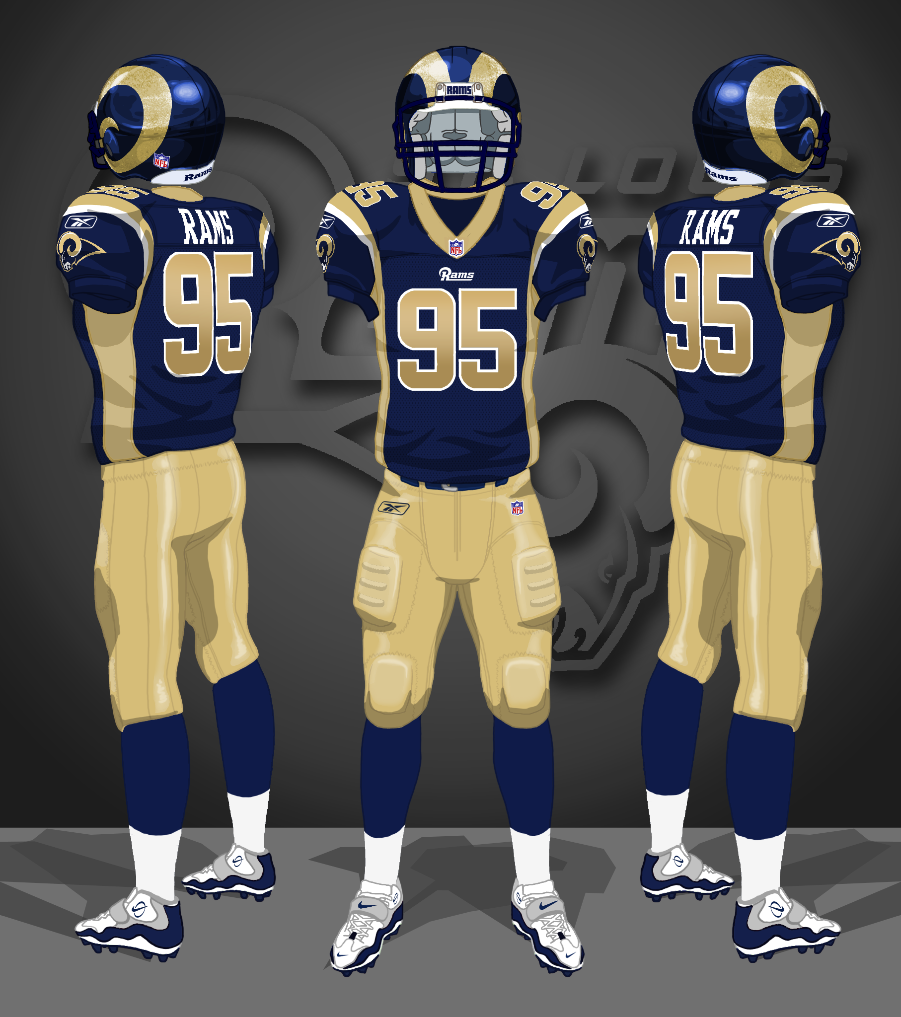 2001, navy blue jerseys, gold pants
