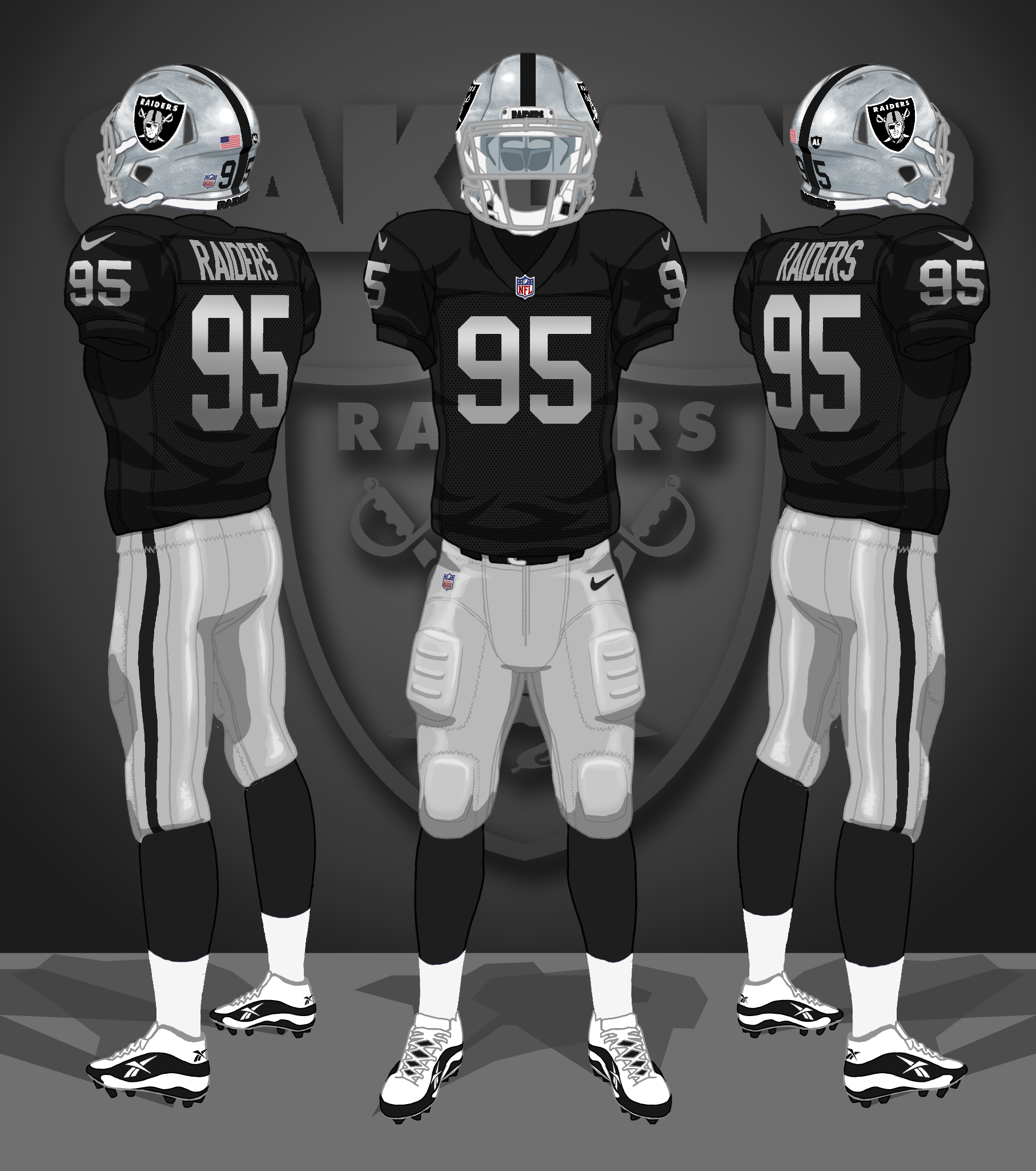 1995-2019 black jerseys, silver pants