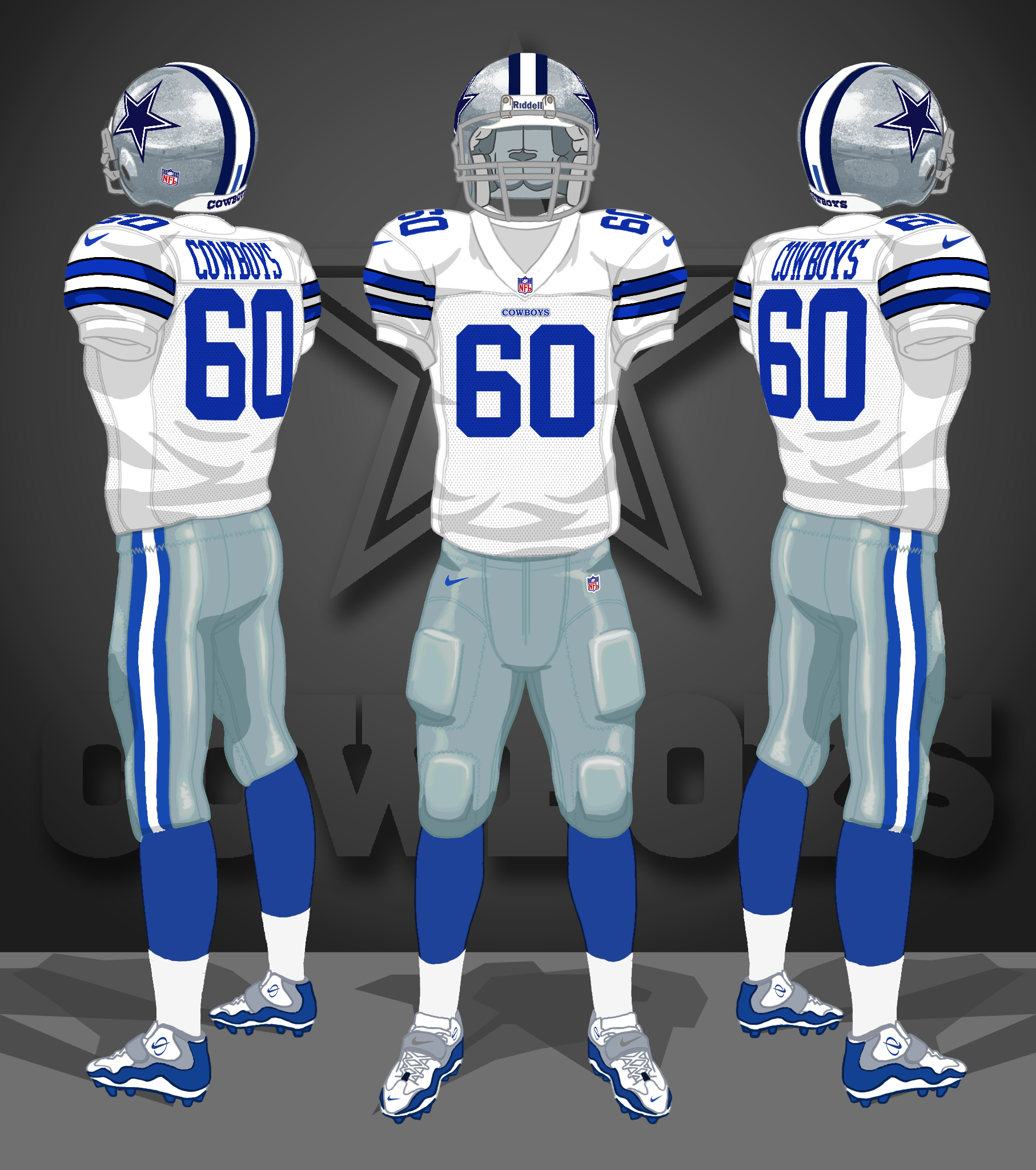 1996-1998 white jerseys, silver pants ("Cowboys" under collar)