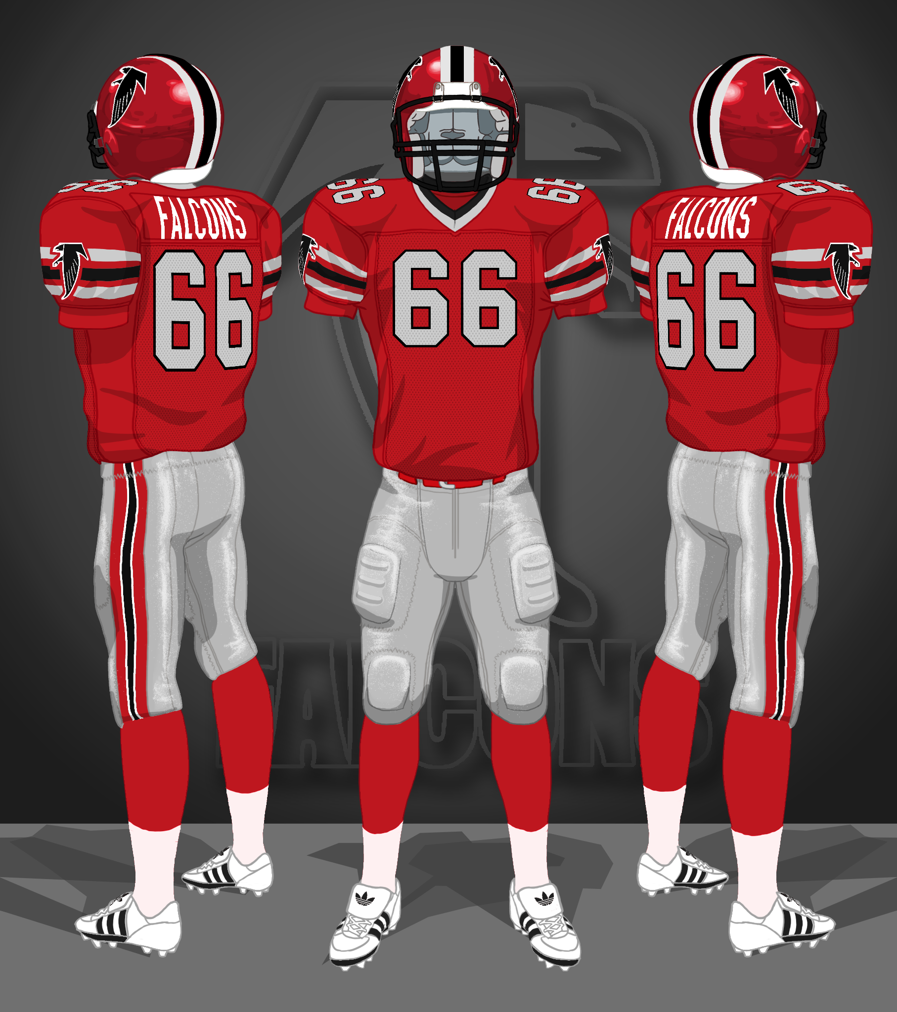 1984-1989 red jerseys, silver pants