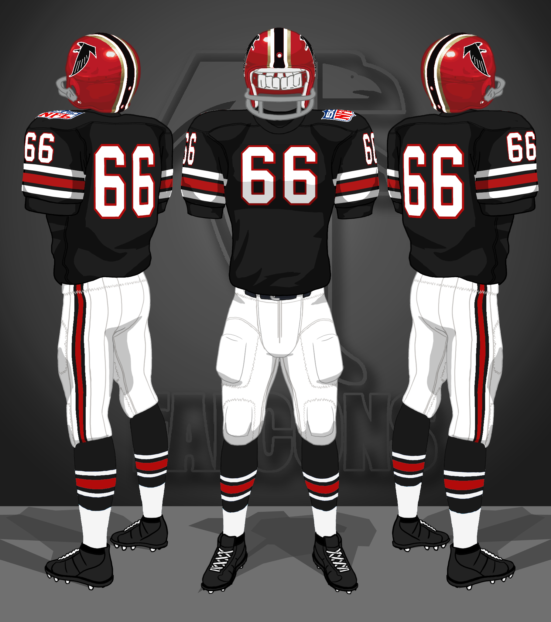 1968-1969 black jerseys, white pants