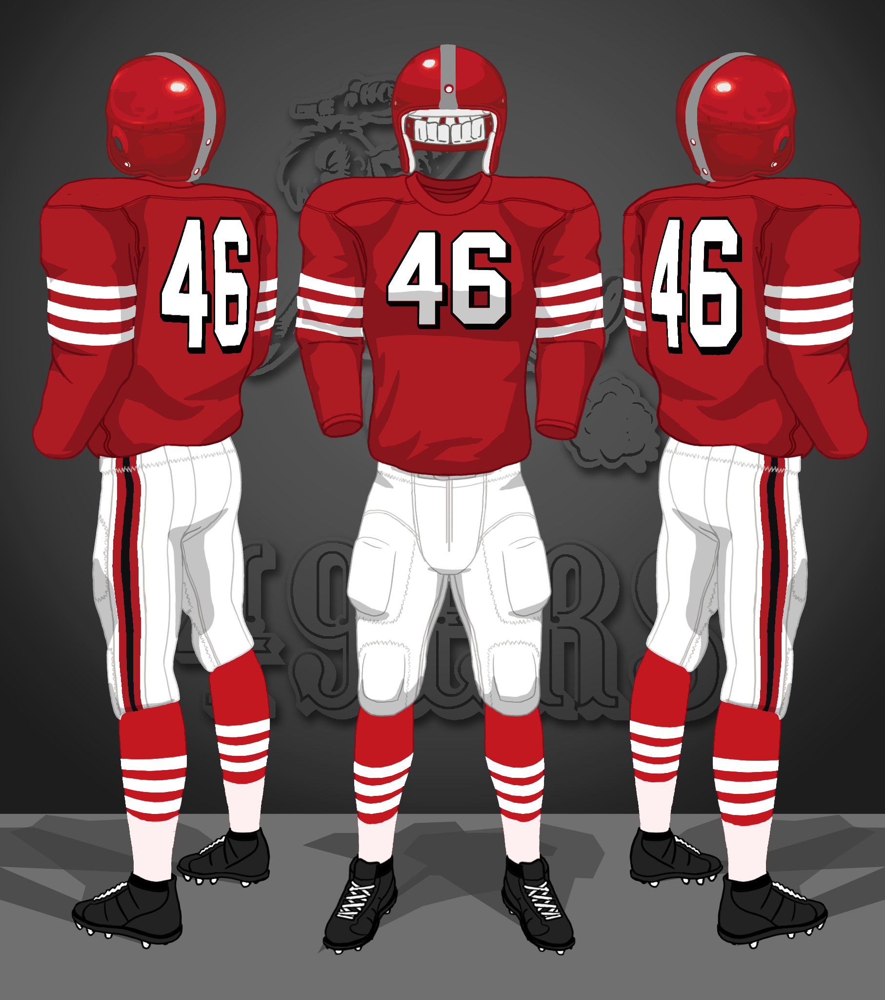 1955, red jerseys, white pants
