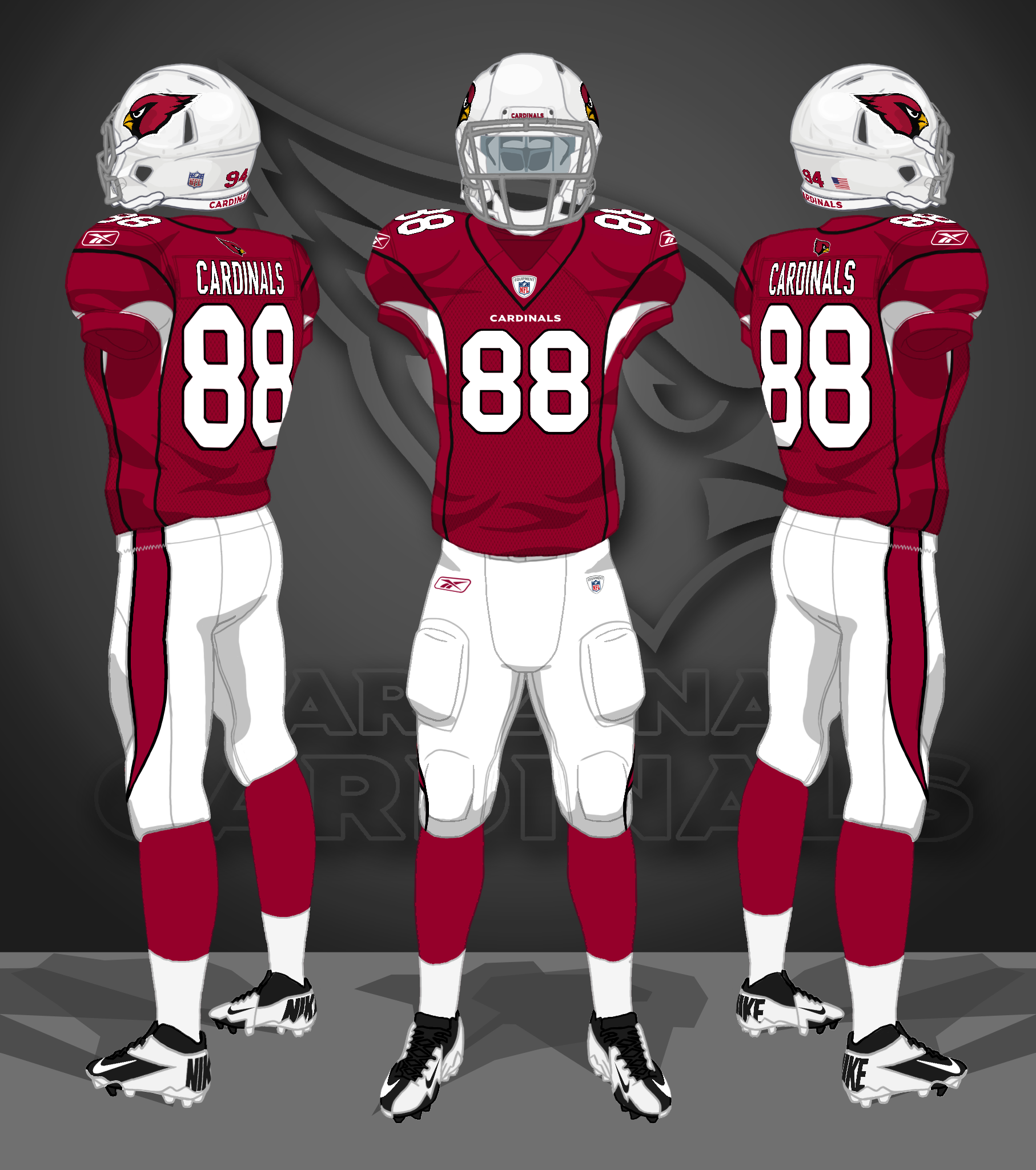 2005-2022 cardinal red jerseys, white pants