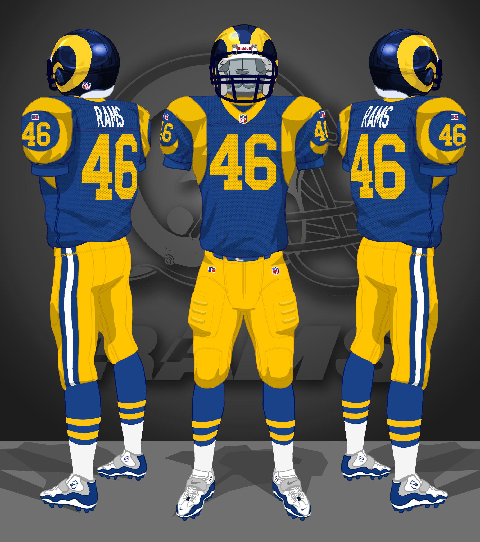 1981-1994 blue jerseys, yellow pants