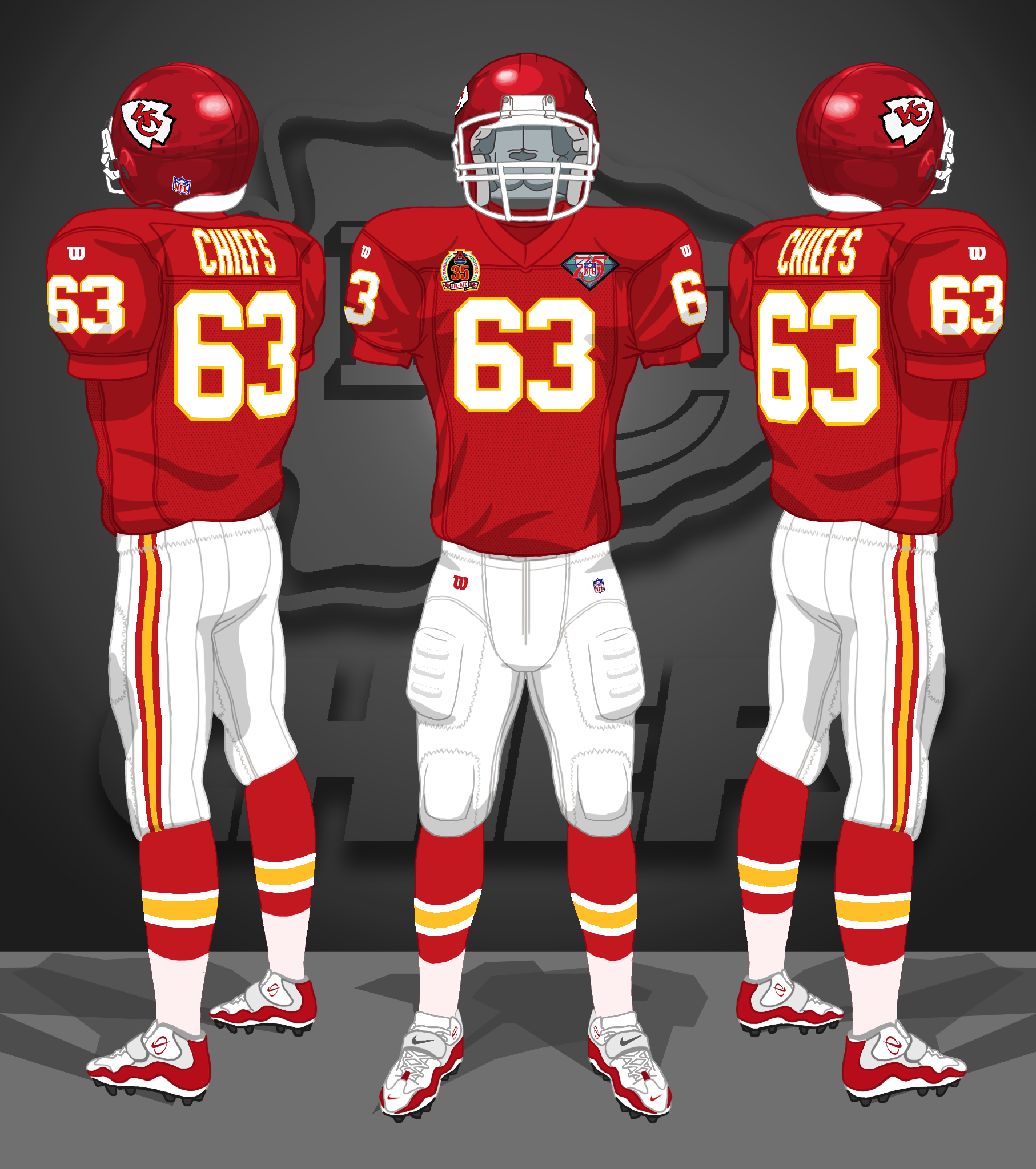 1994, NFL 75th throwback, red