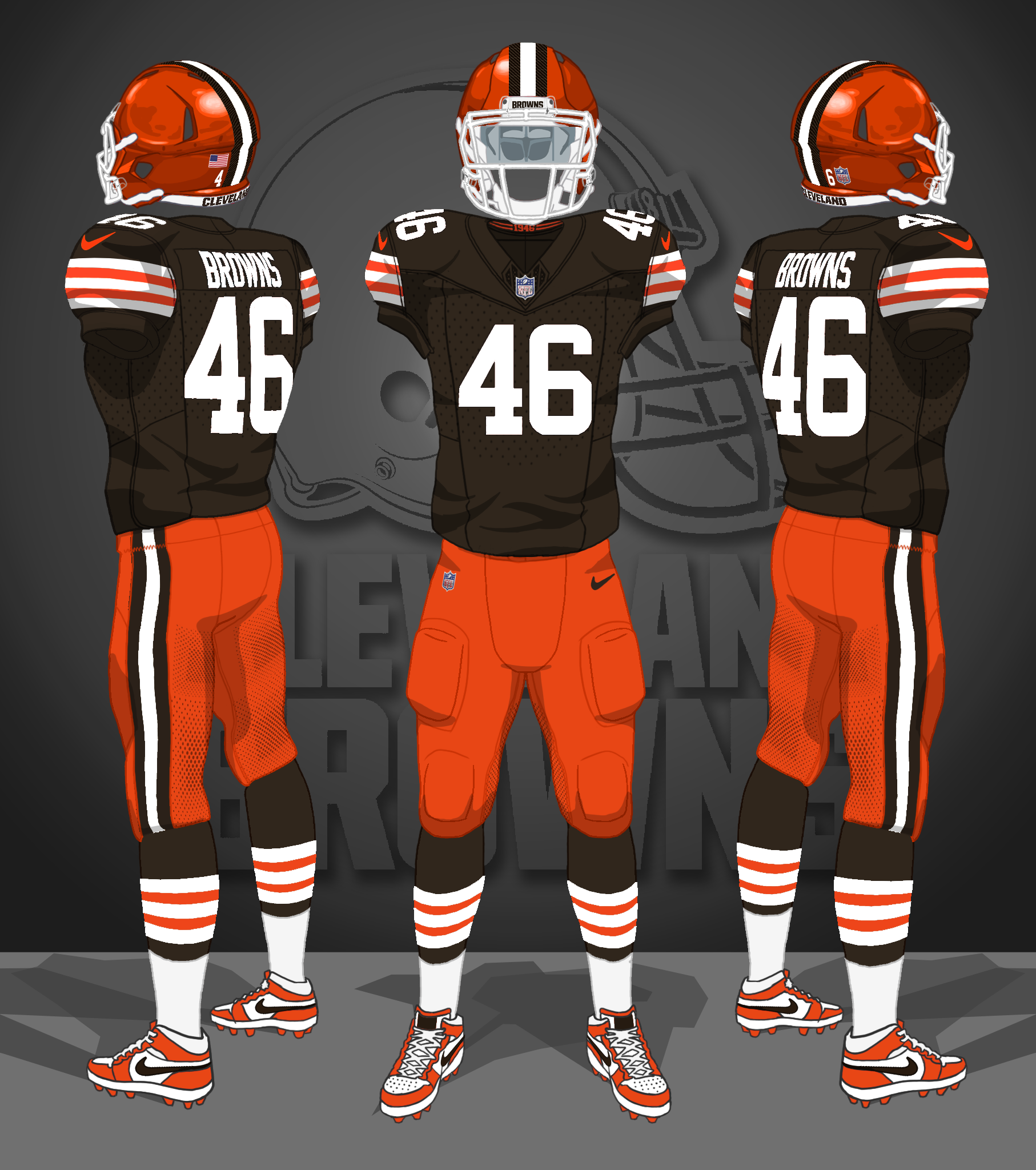 2022-- brown jerseys, orange pants, white facemasks
