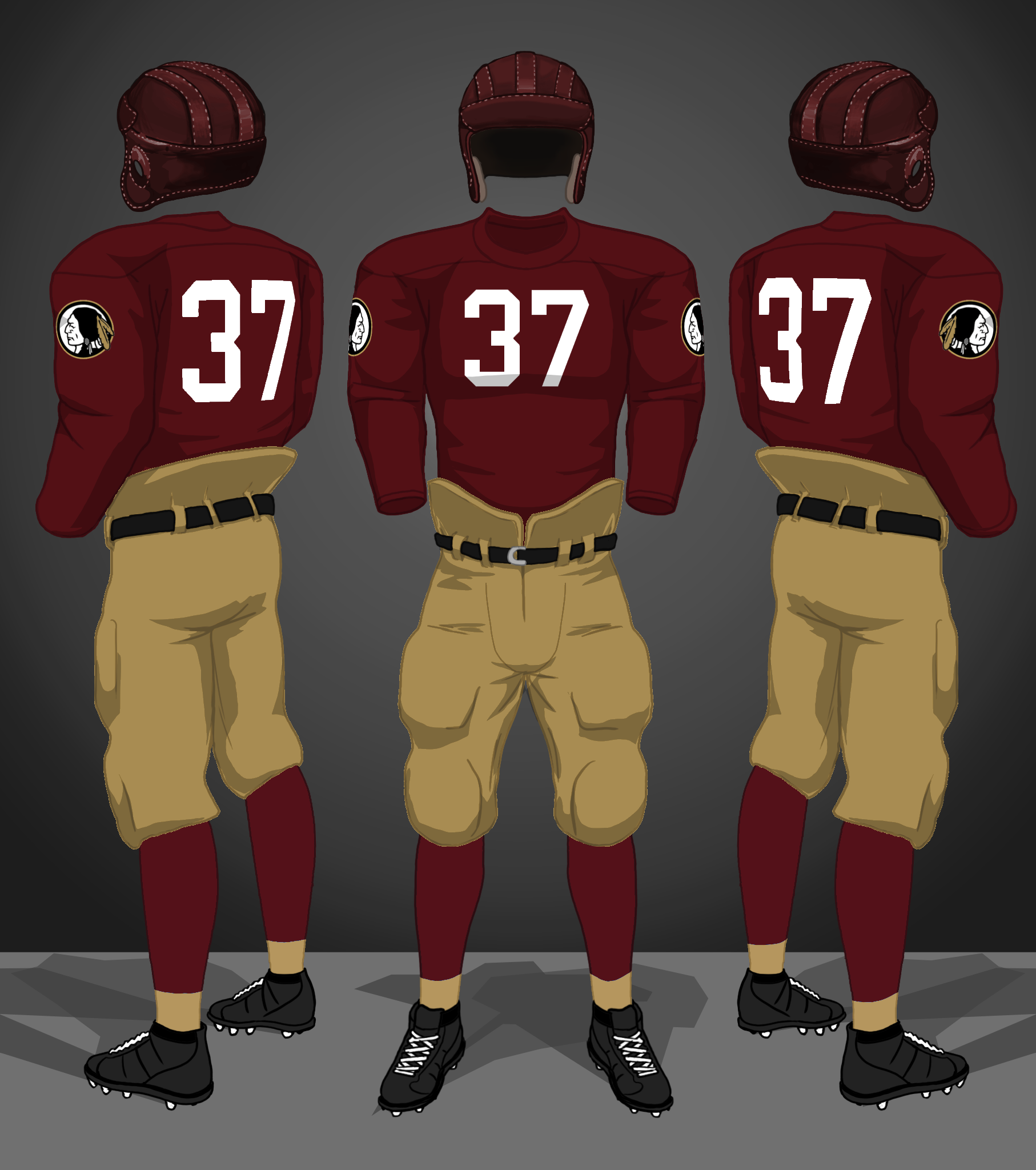 1938-1939 (the Redskins logo on the sleeves were used inconsistently during this era)