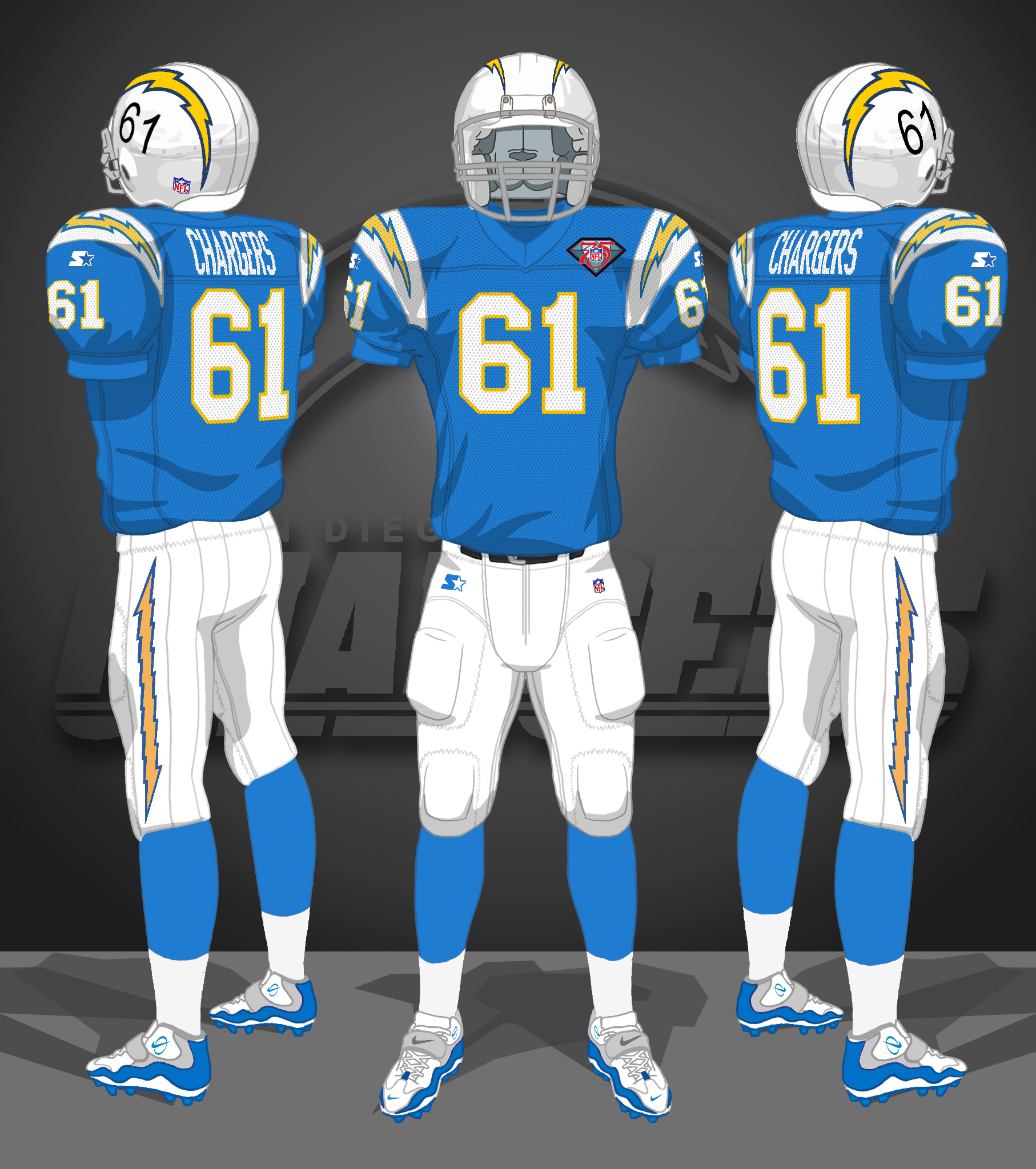 1994, NFL 75th, 60s throwback