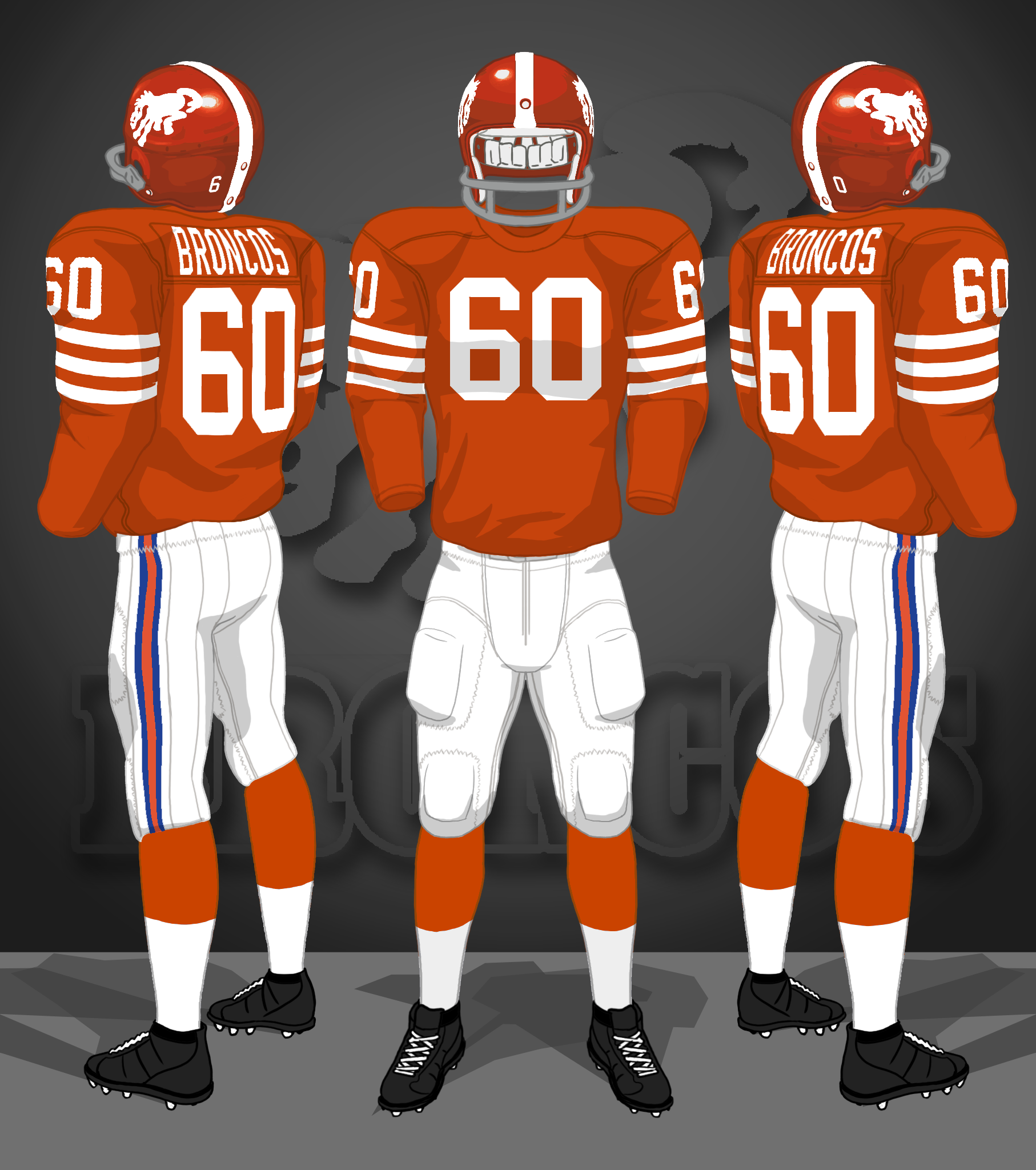 1962-1964 orange jerseys, white pants