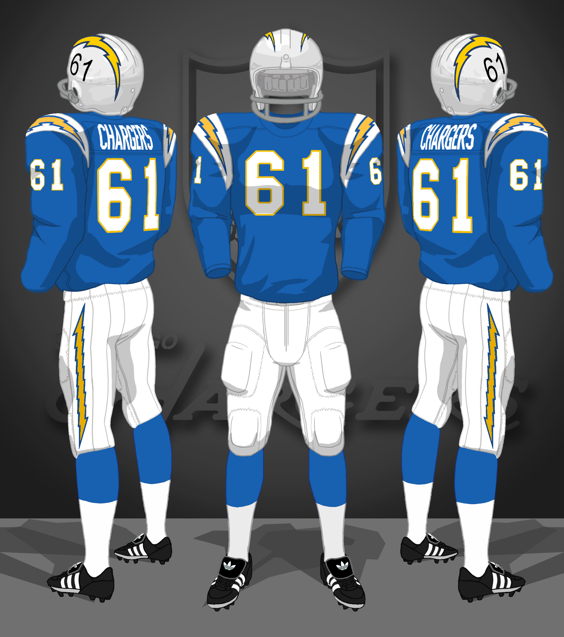 1961-1965 blue jerseys, white pants