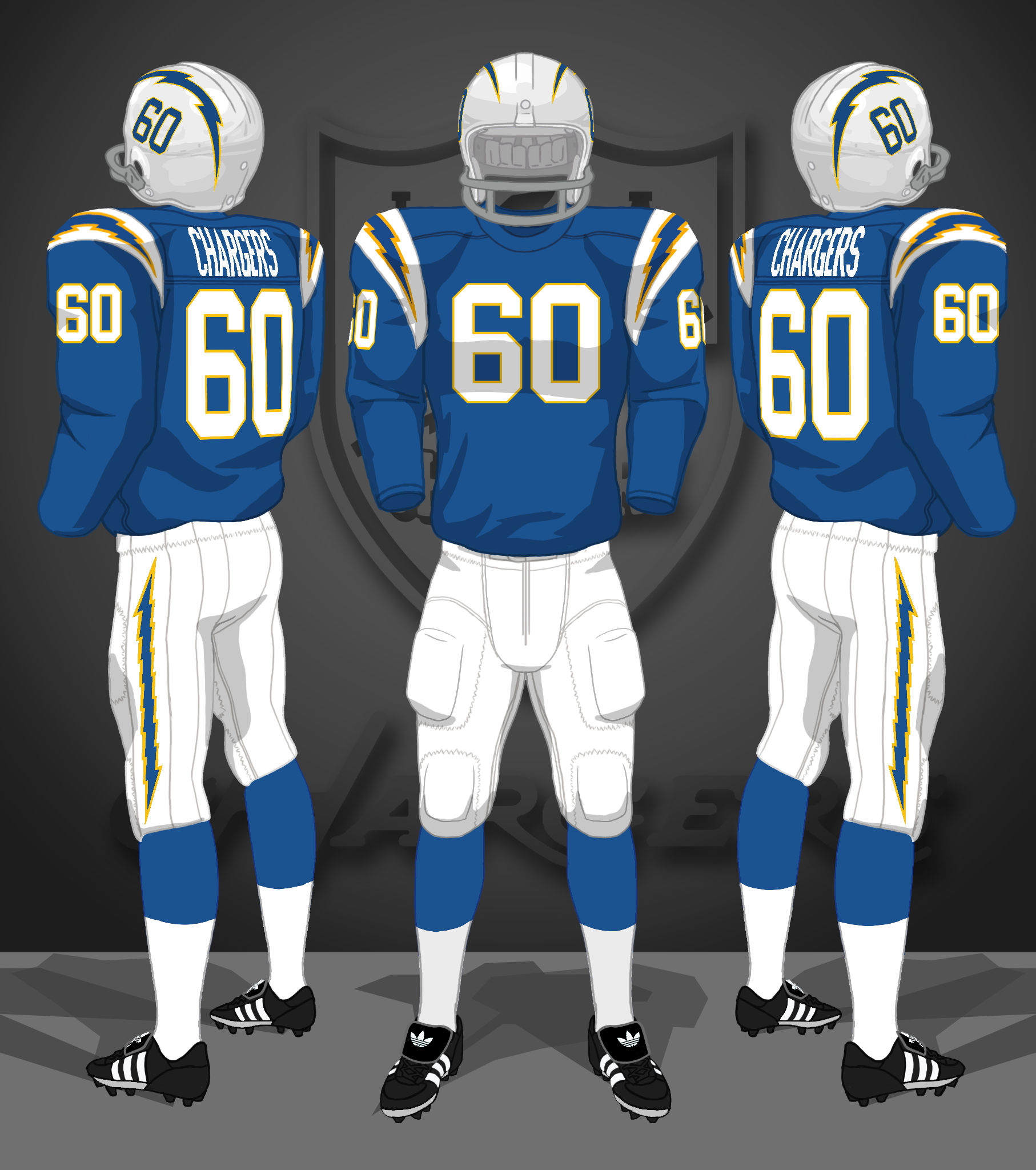 1960, blue jerseys, white pants