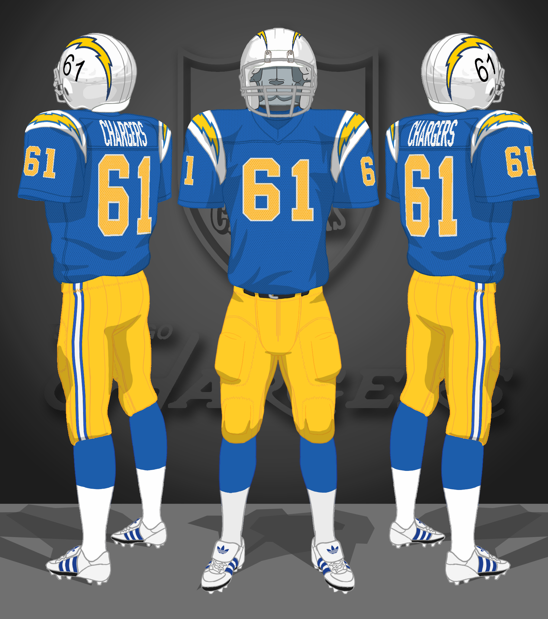 1973 blue jerseys, yellow pants