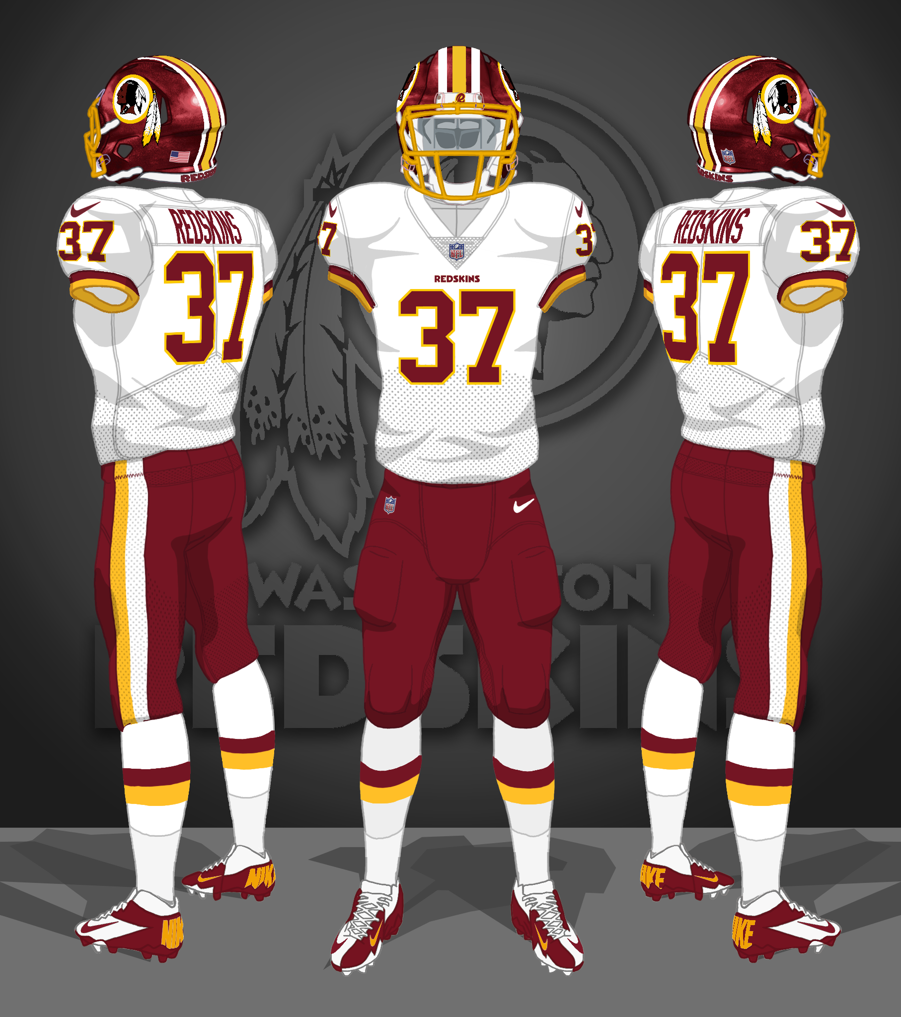 2013-2019 white jerseys, burgundy pants