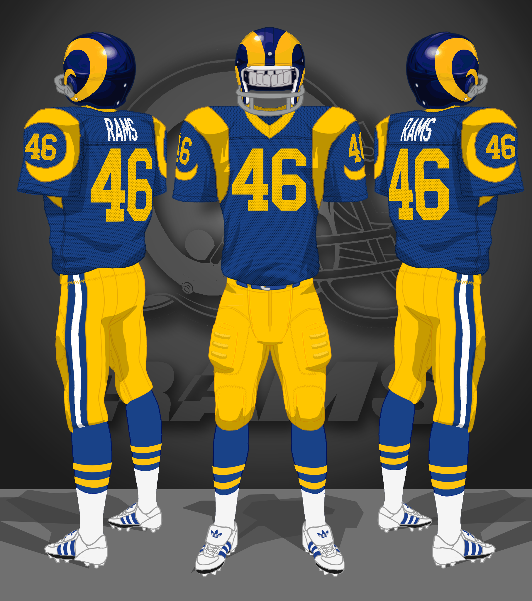 1973-1980 blue jerseys, yellow pants