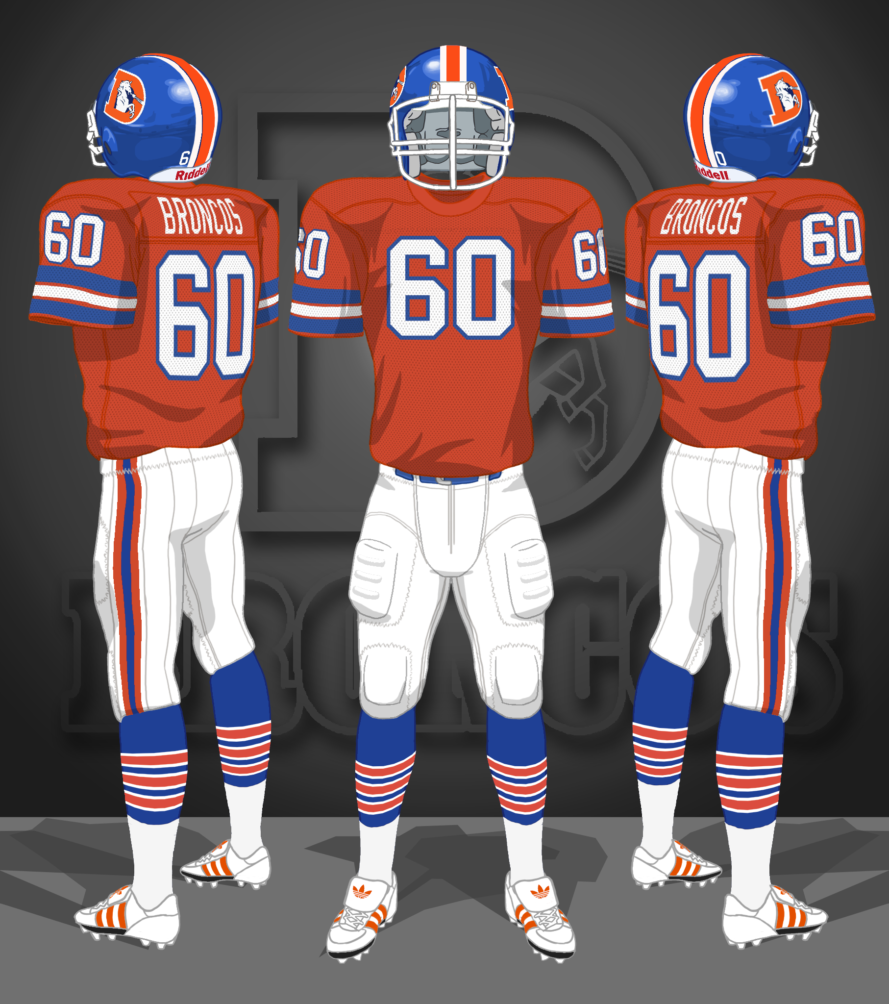 1976-1977 orange jerseys, white pants