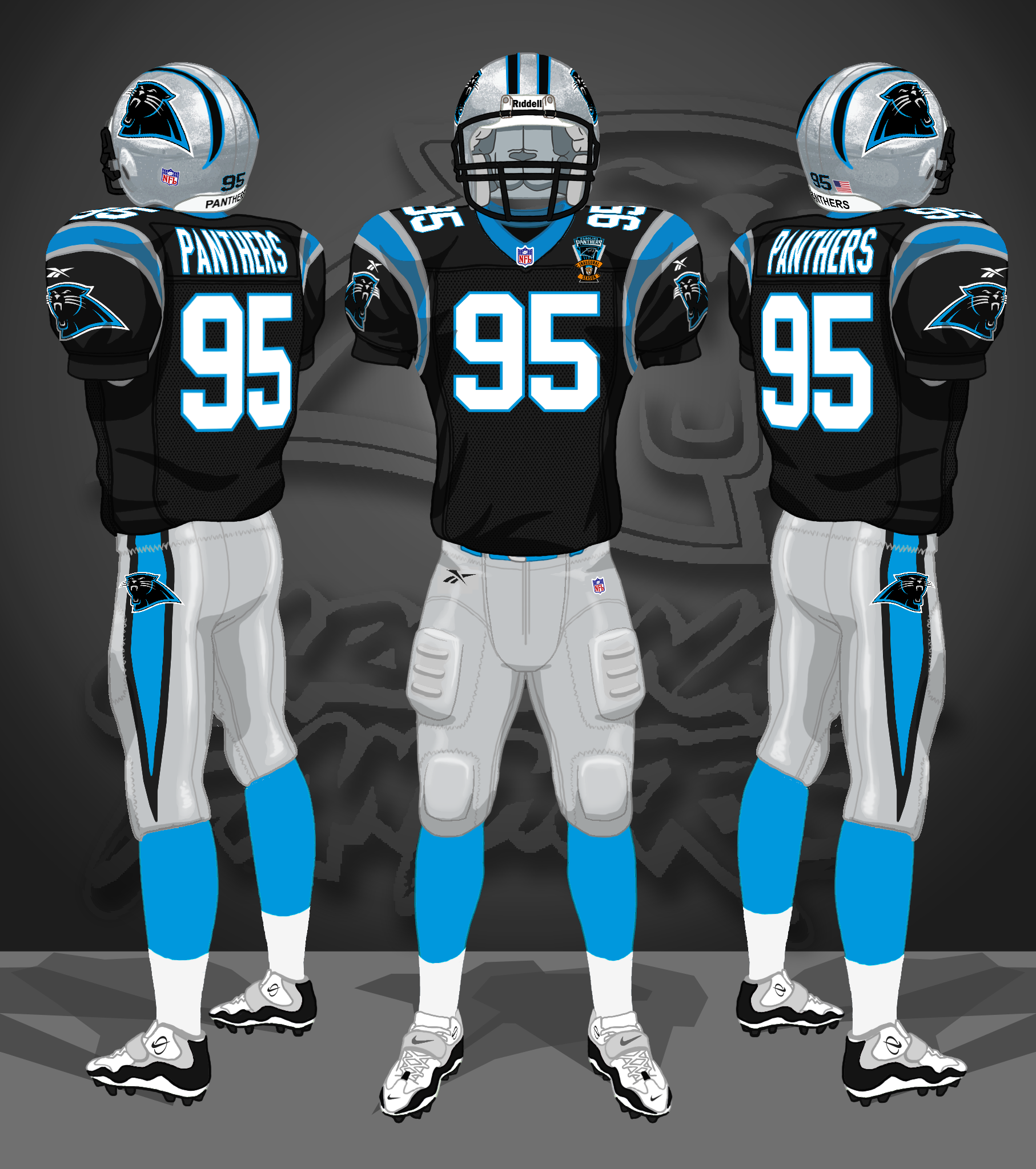 1995, black jerseys, silver pants
