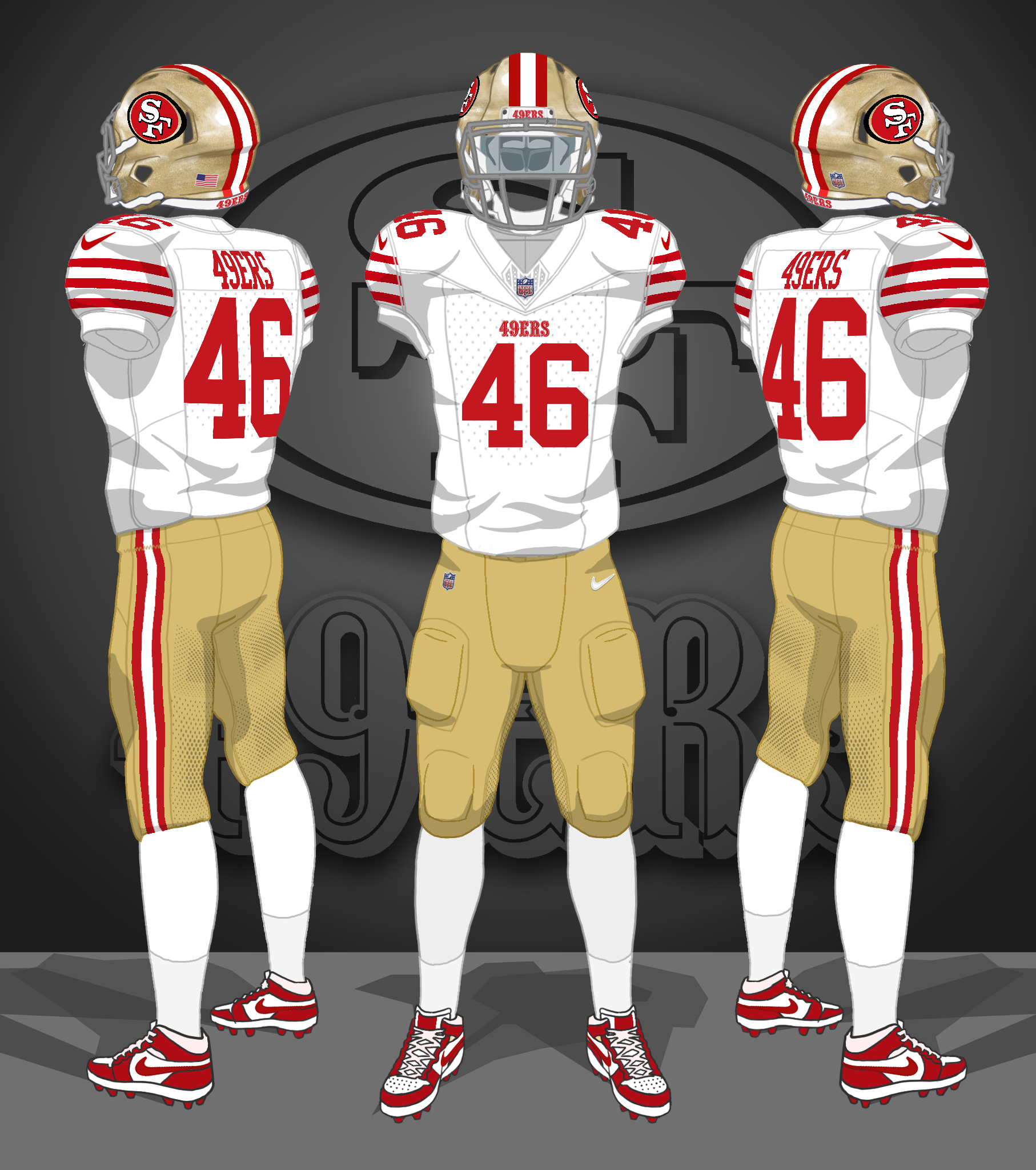 2024-- white, gold, white socks 